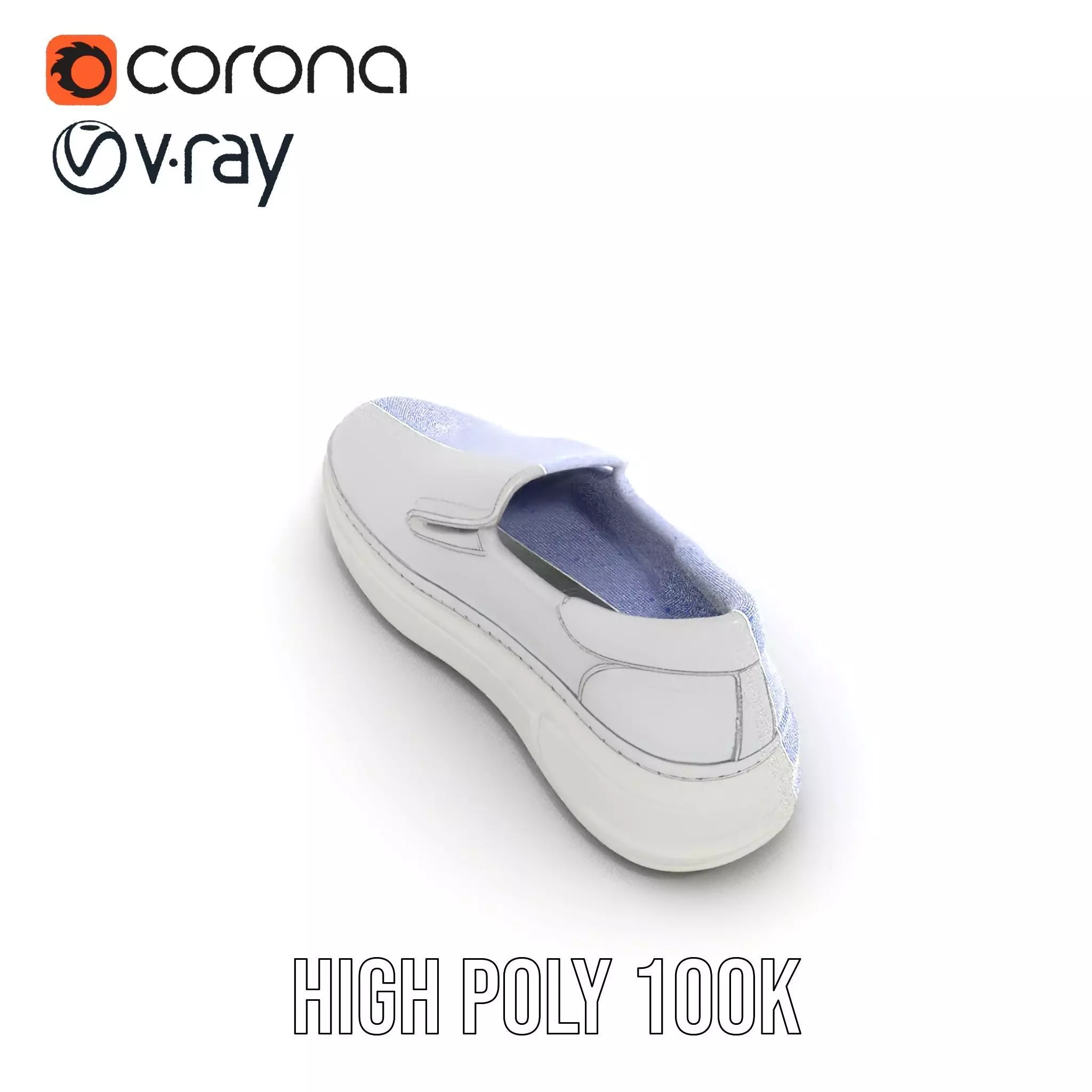 White Minimalist Sneaker model pack Low-poly 3D model_33