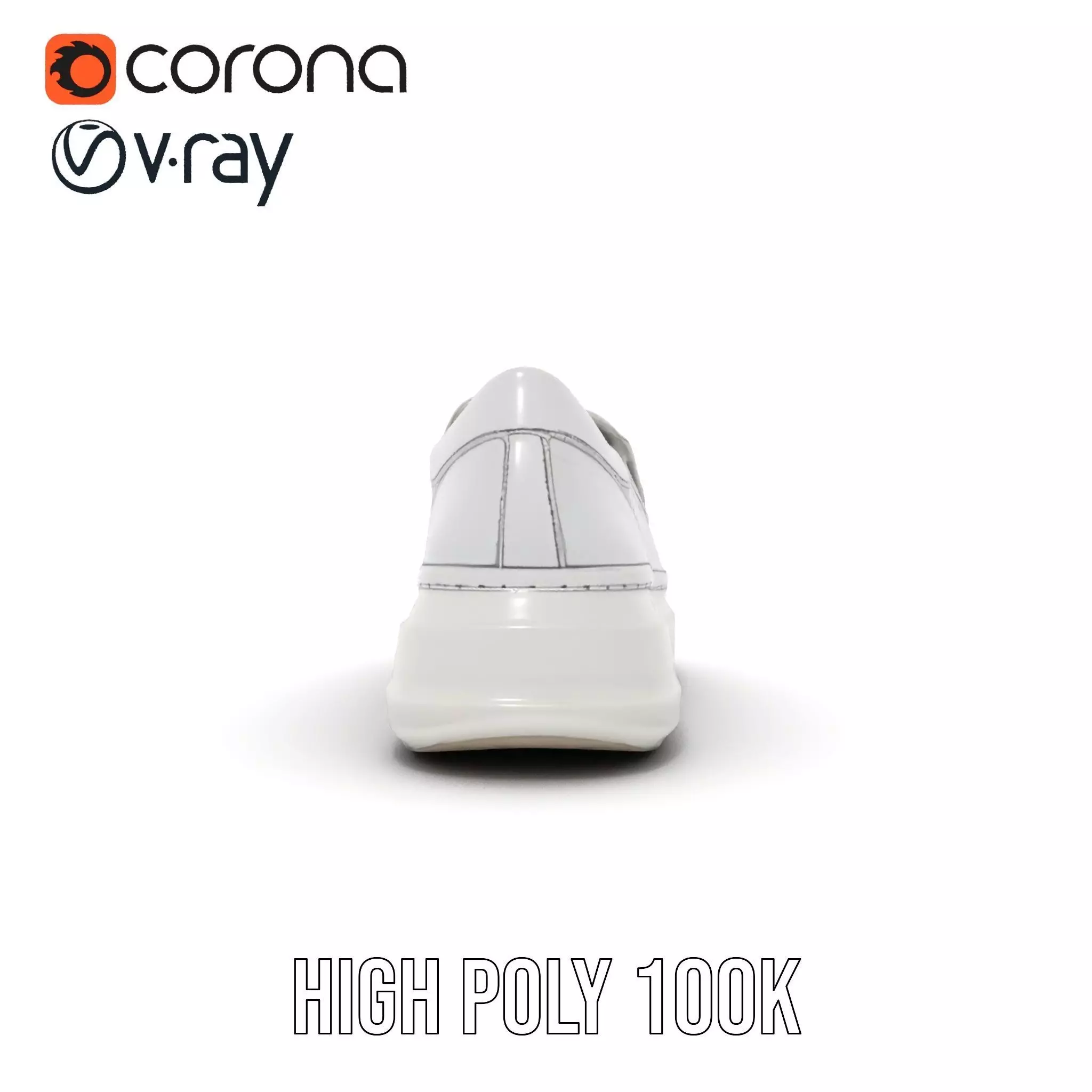 White Minimalist Sneaker model pack Low-poly 3D model_24