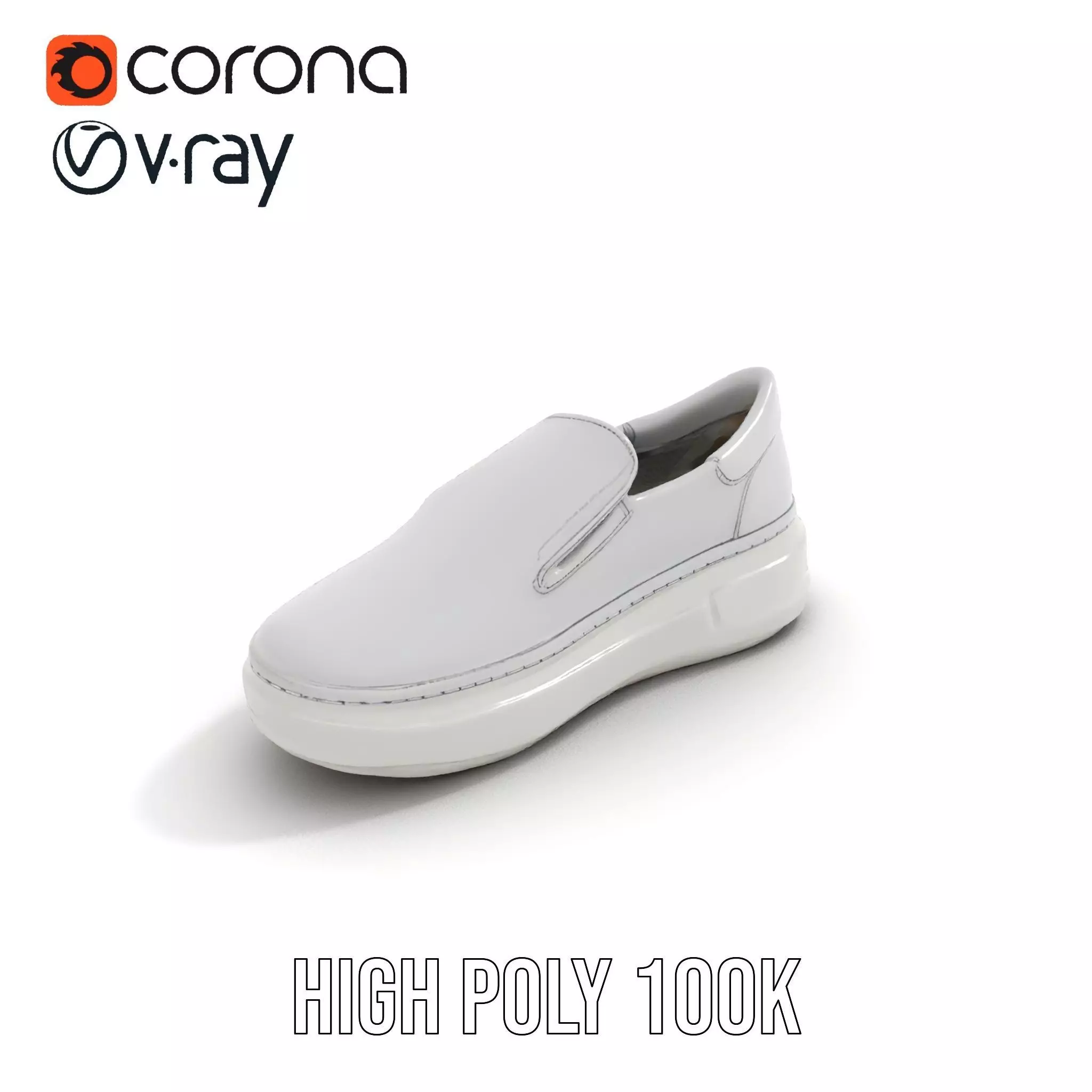 White Minimalist Sneaker model pack Low-poly 3D model_21