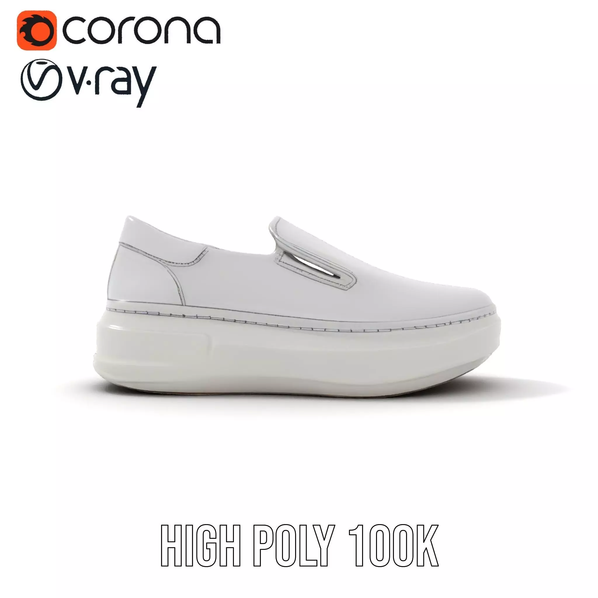 White Minimalist Sneaker model pack Low-poly 3D model_16