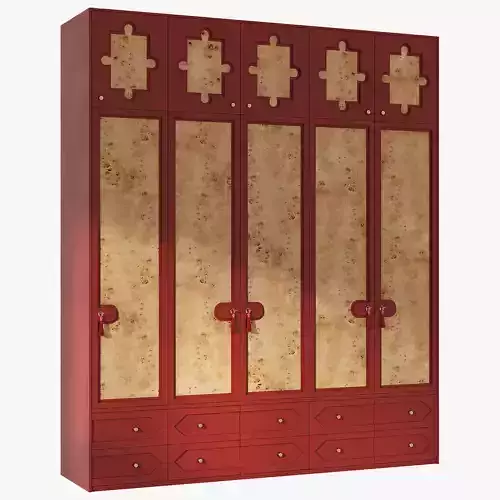 A cabinet with tassels