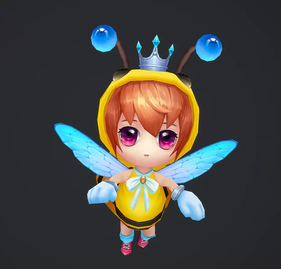 little bee Low-poly 3D model_12