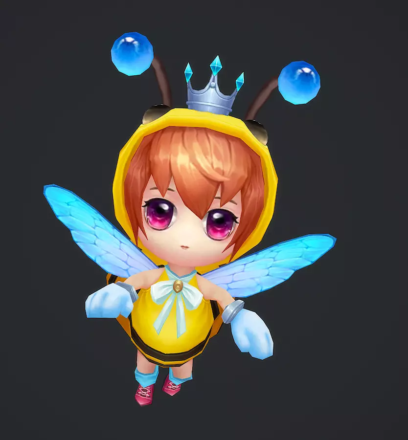 little bee Low-poly 3D model_5