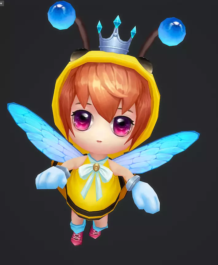 little bee Low-poly 3D model_3