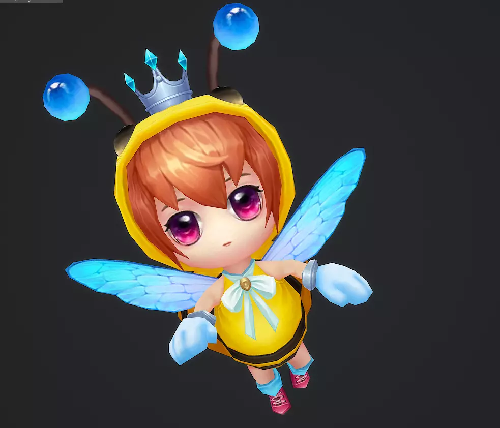 little bee Low-poly 3D model_4