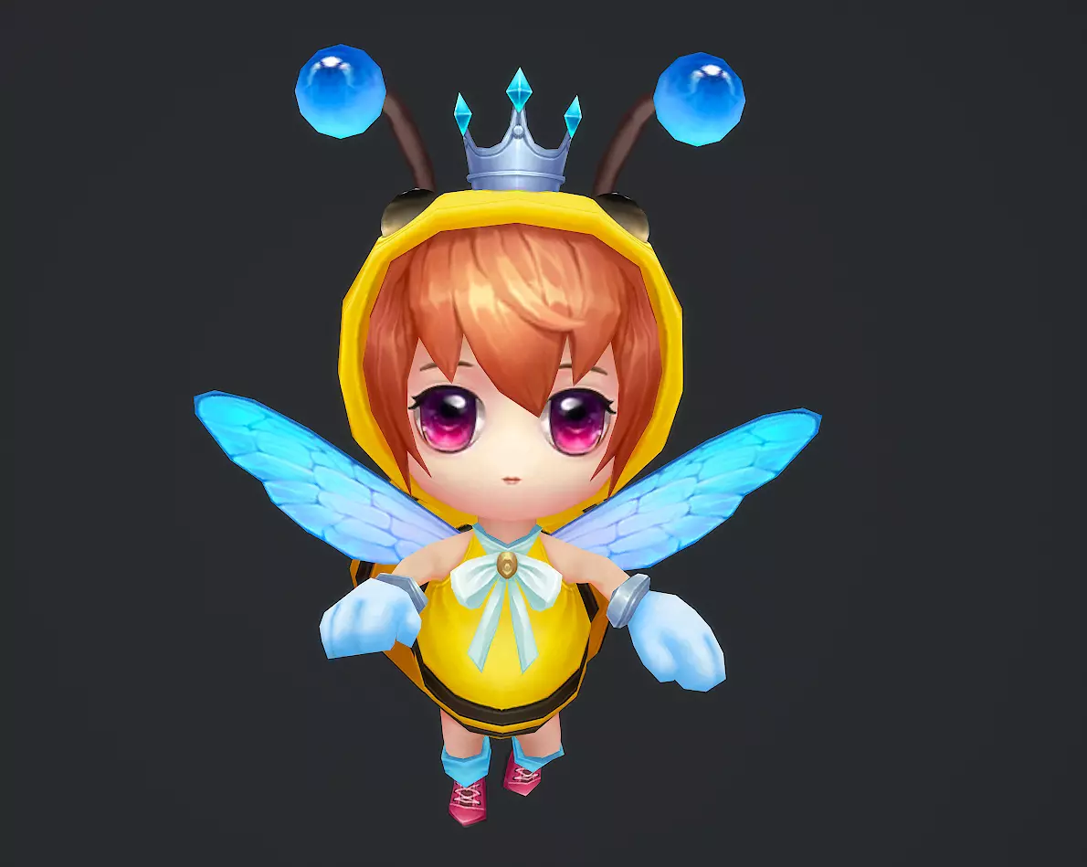 little bee Low-poly 3D model_0