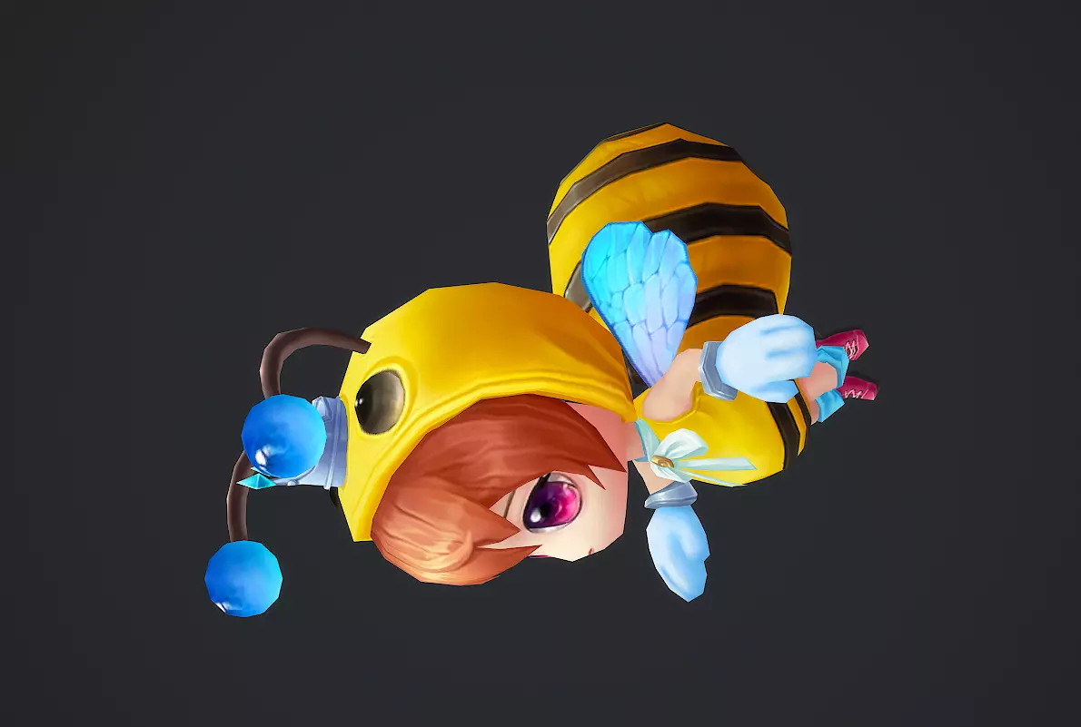 little bee Low-poly 3D model_10