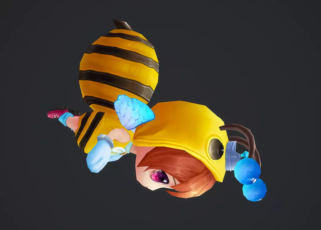 little bee Low-poly 3D model_9