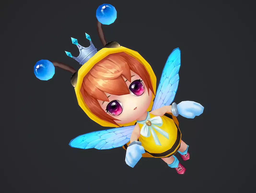 little bee Low-poly 3D model_8