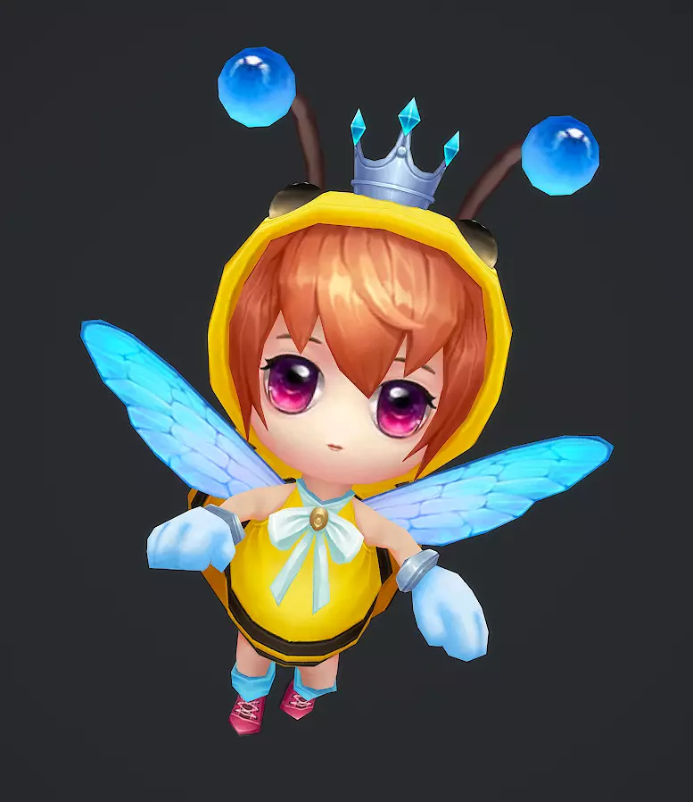 little bee Low-poly 3D model_7