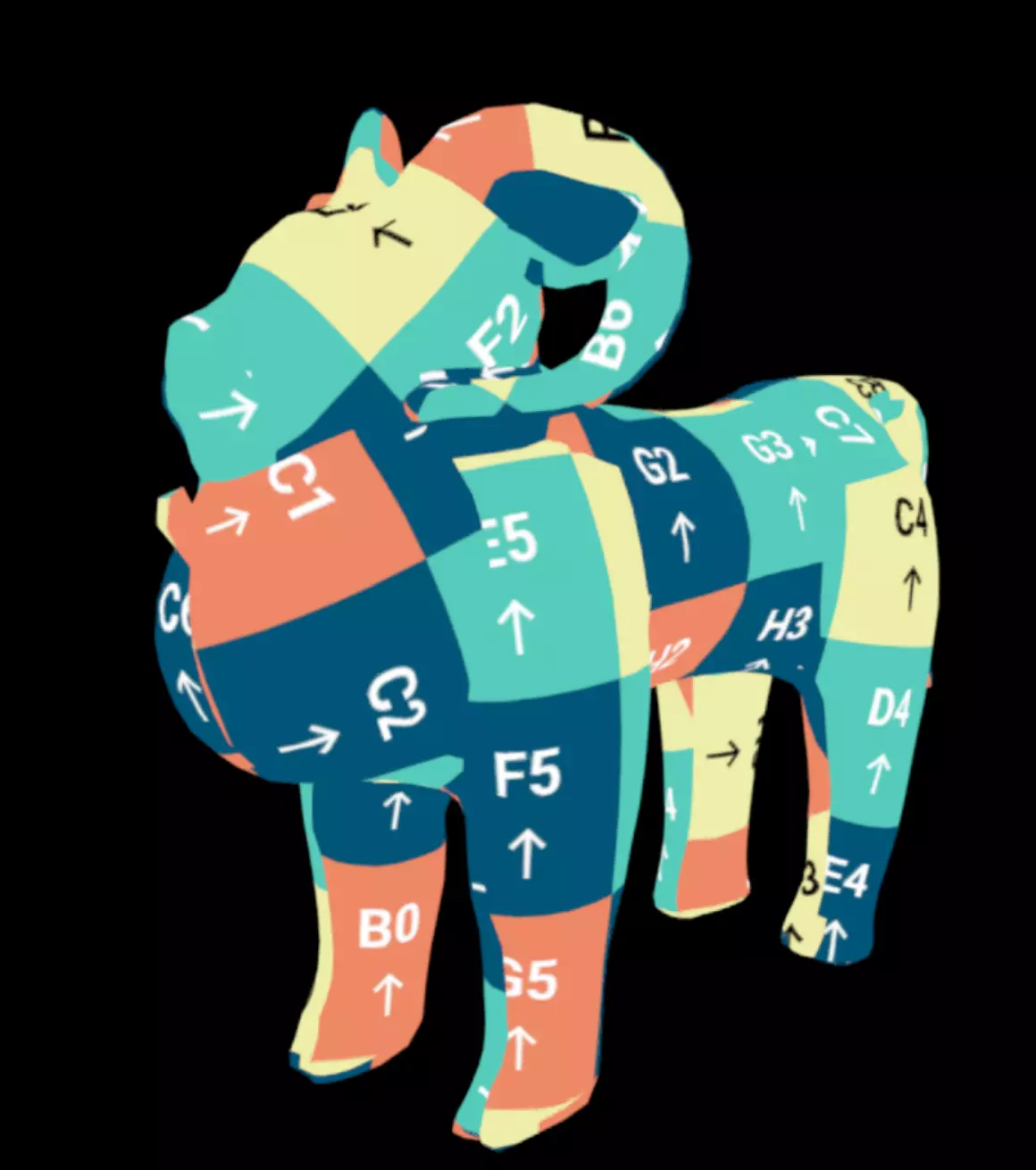 Benin Bronze Ram Aquamanile Low-poly 3D model_13