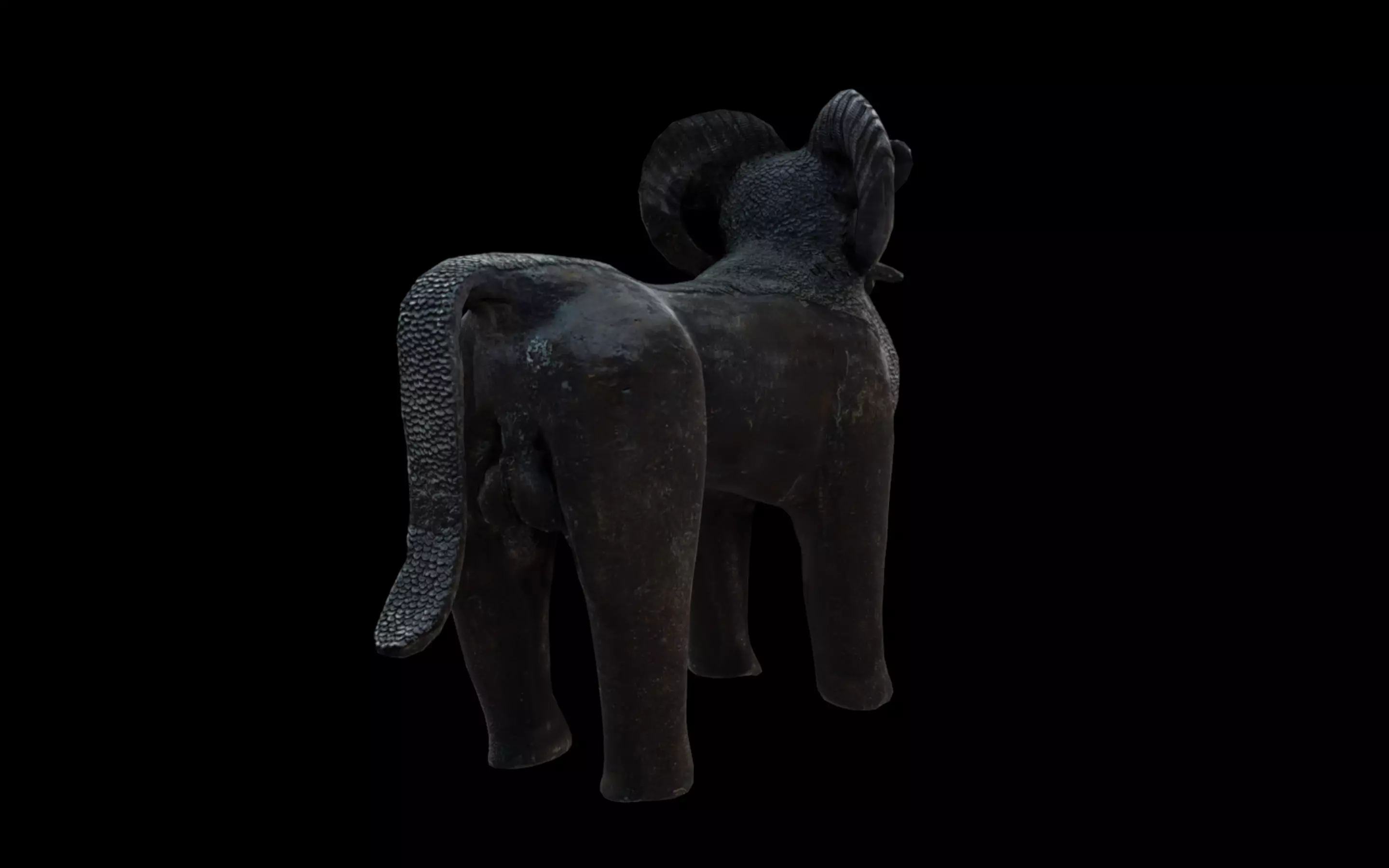 Benin Bronze Ram Aquamanile Low-poly 3D model_4