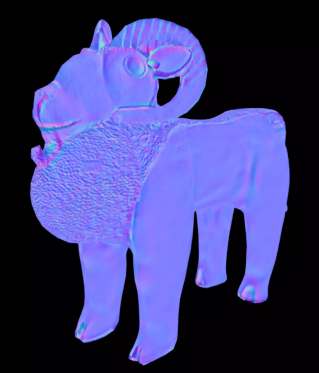 Benin Bronze Ram Aquamanile Low-poly 3D model_10