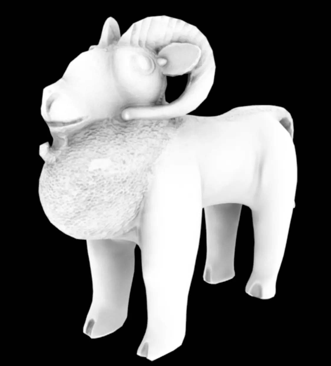 Benin Bronze Ram Aquamanile Low-poly 3D model_11