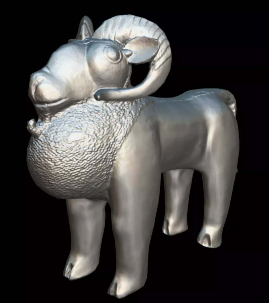 Benin Bronze Ram Aquamanile Low-poly 3D model_12