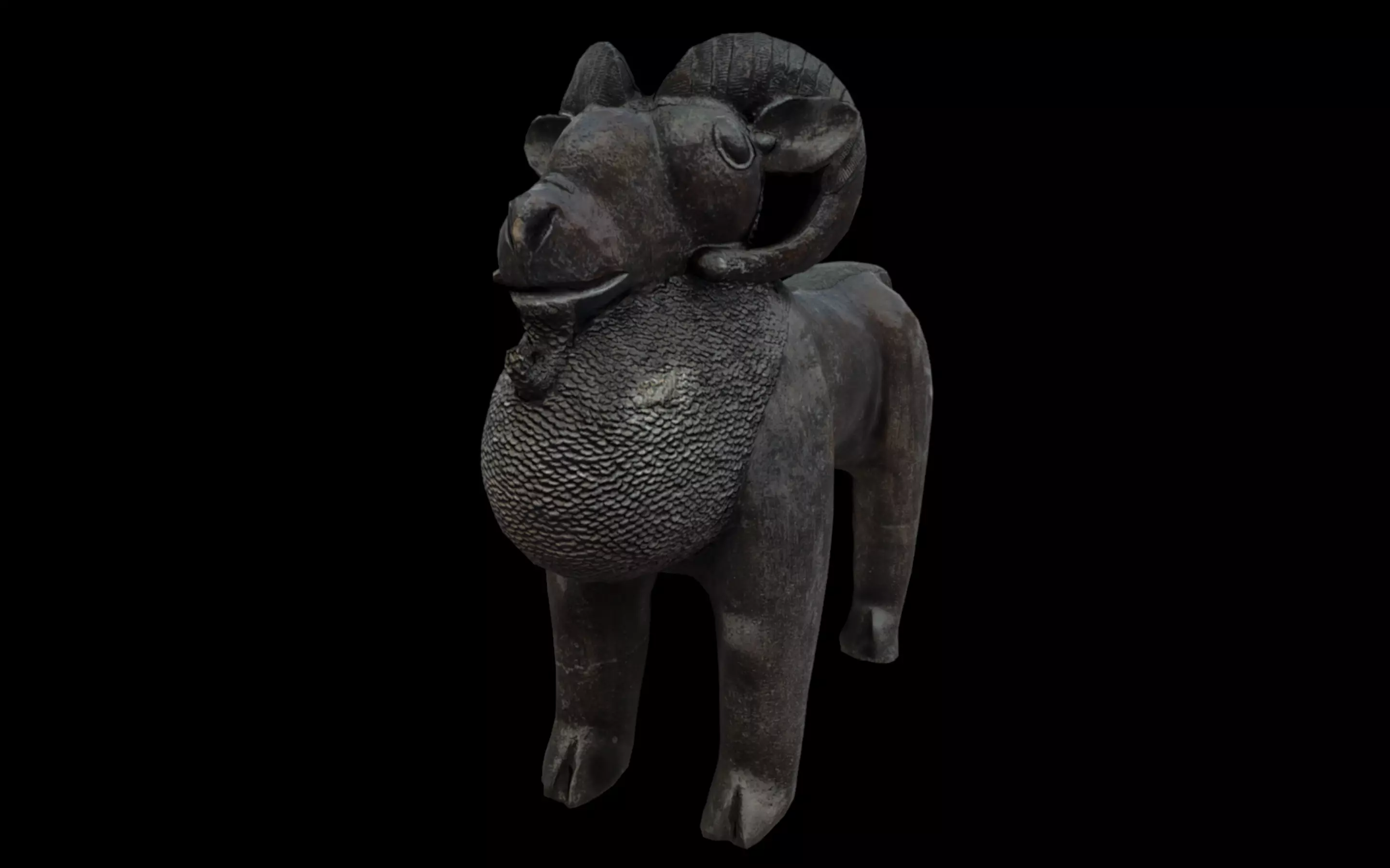 Benin Bronze Ram Aquamanile Low-poly 3D model_0