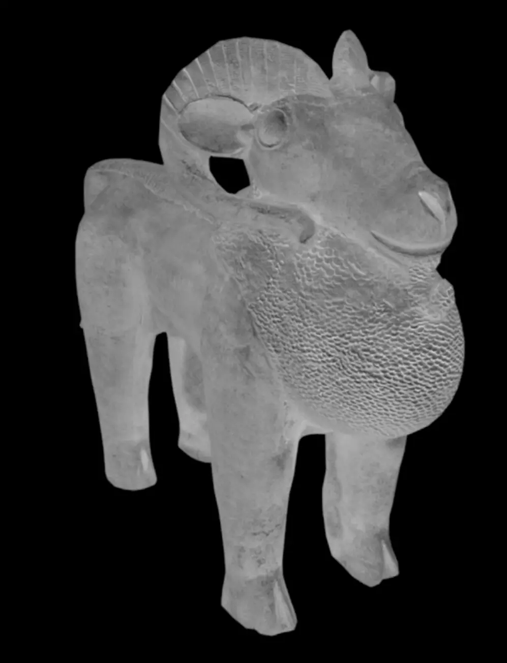 Benin Bronze Ram Aquamanile Low-poly 3D model_8