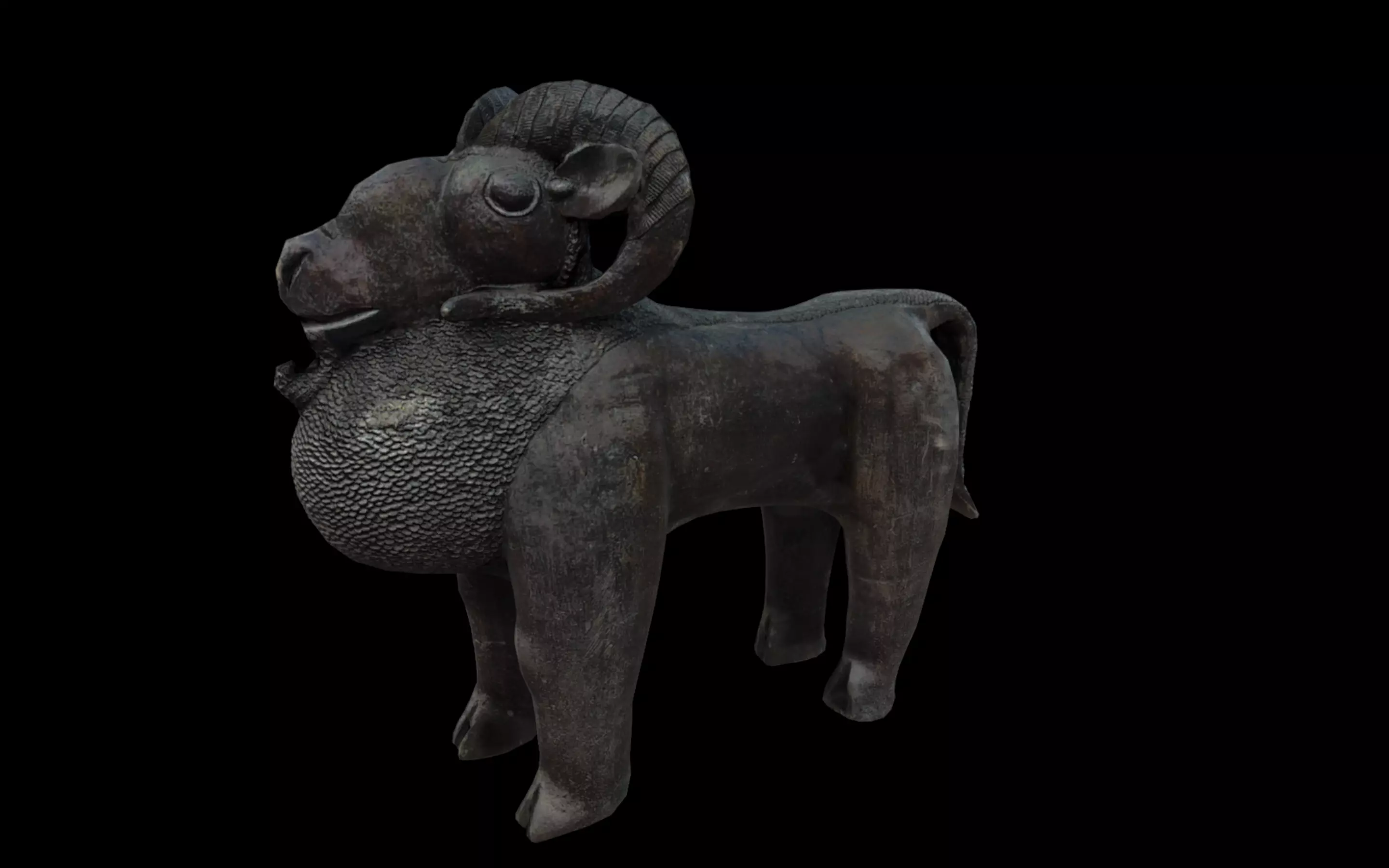 Benin Bronze Ram Aquamanile Low-poly 3D model_1