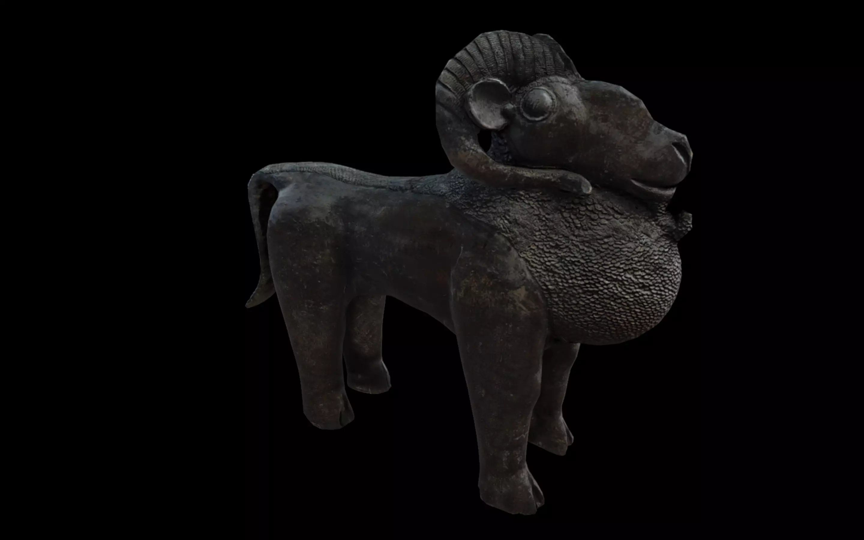 Benin Bronze Ram Aquamanile Low-poly 3D model_3