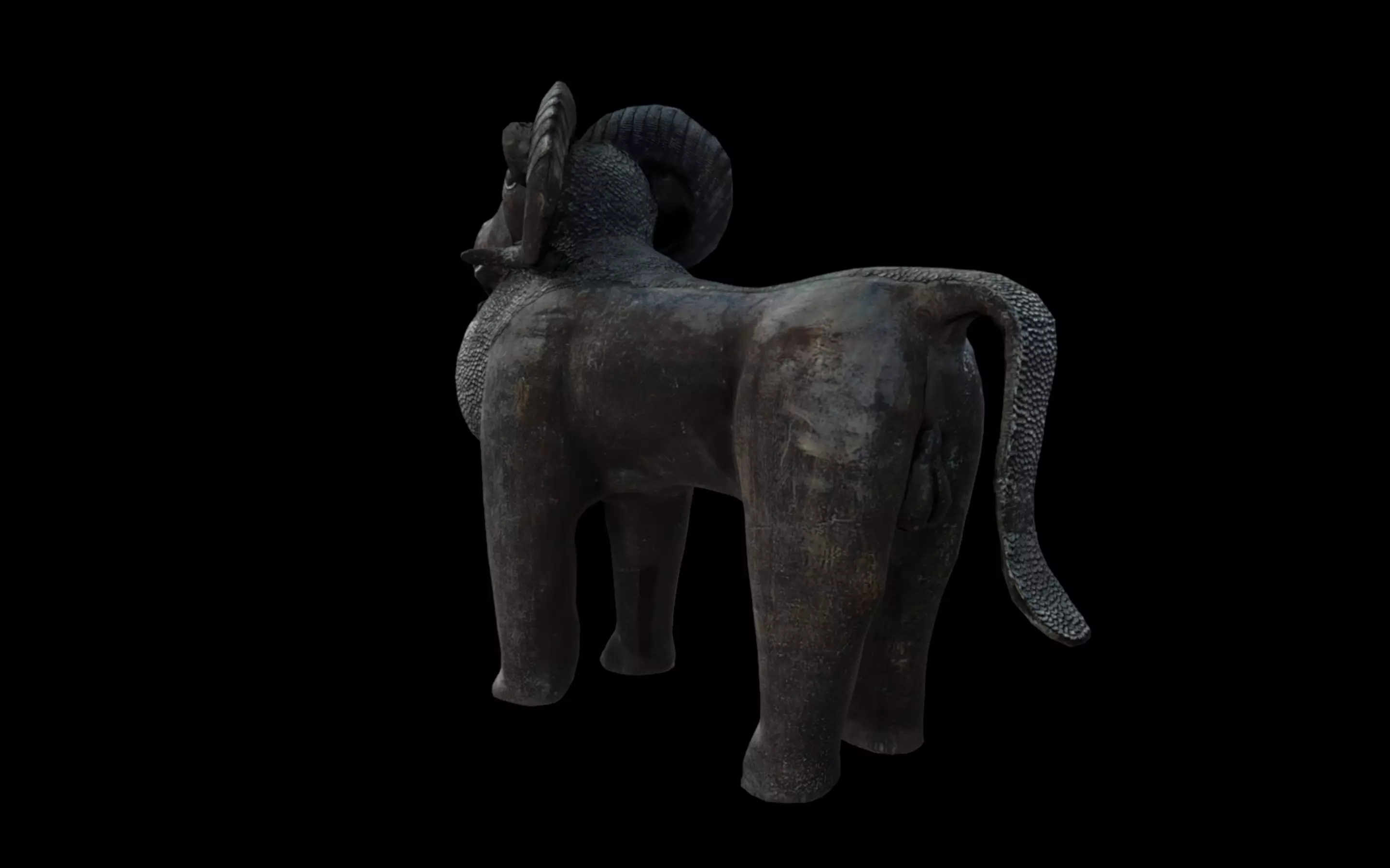 Benin Bronze Ram Aquamanile Low-poly 3D model_5