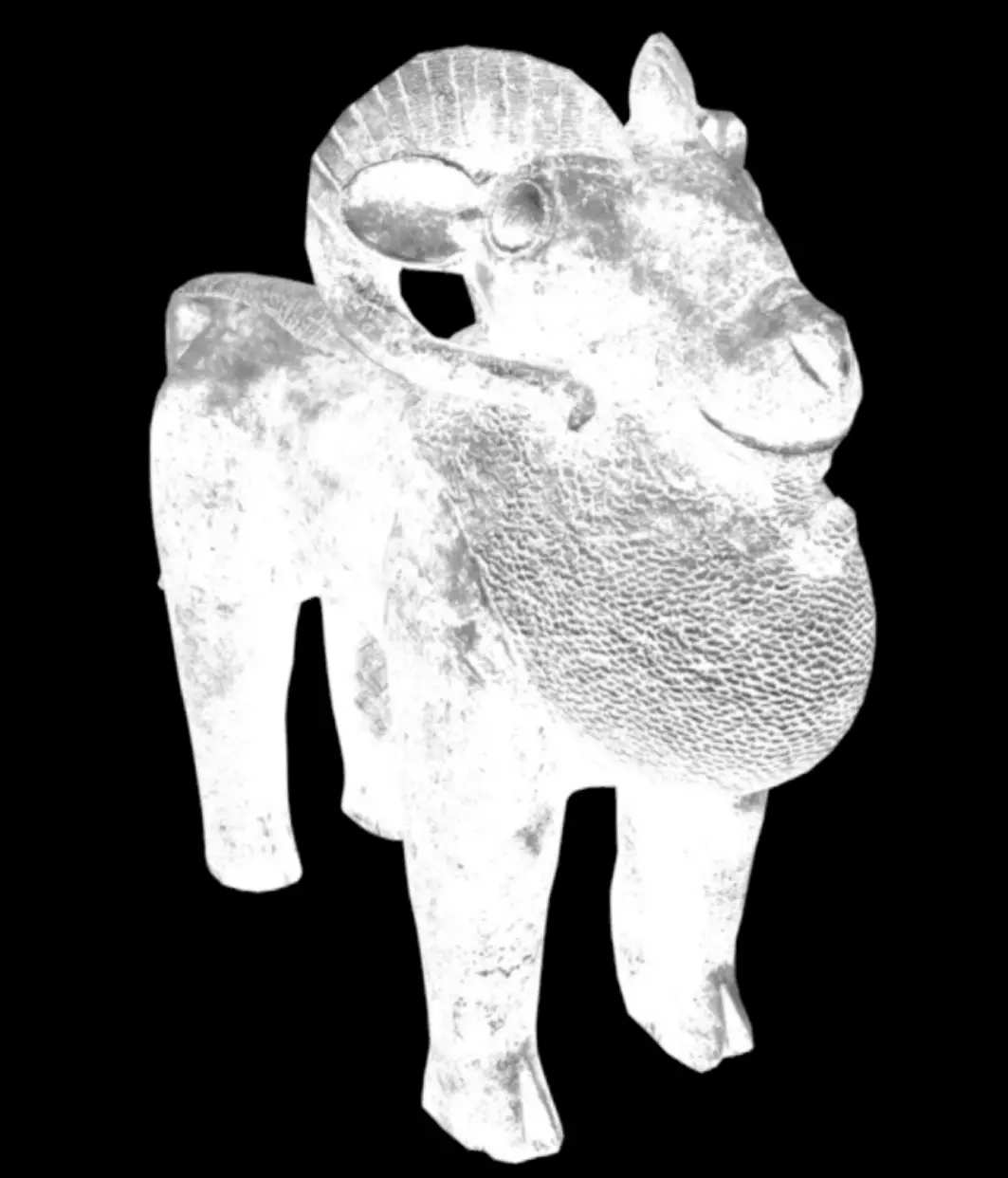 Benin Bronze Ram Aquamanile Low-poly 3D model_9