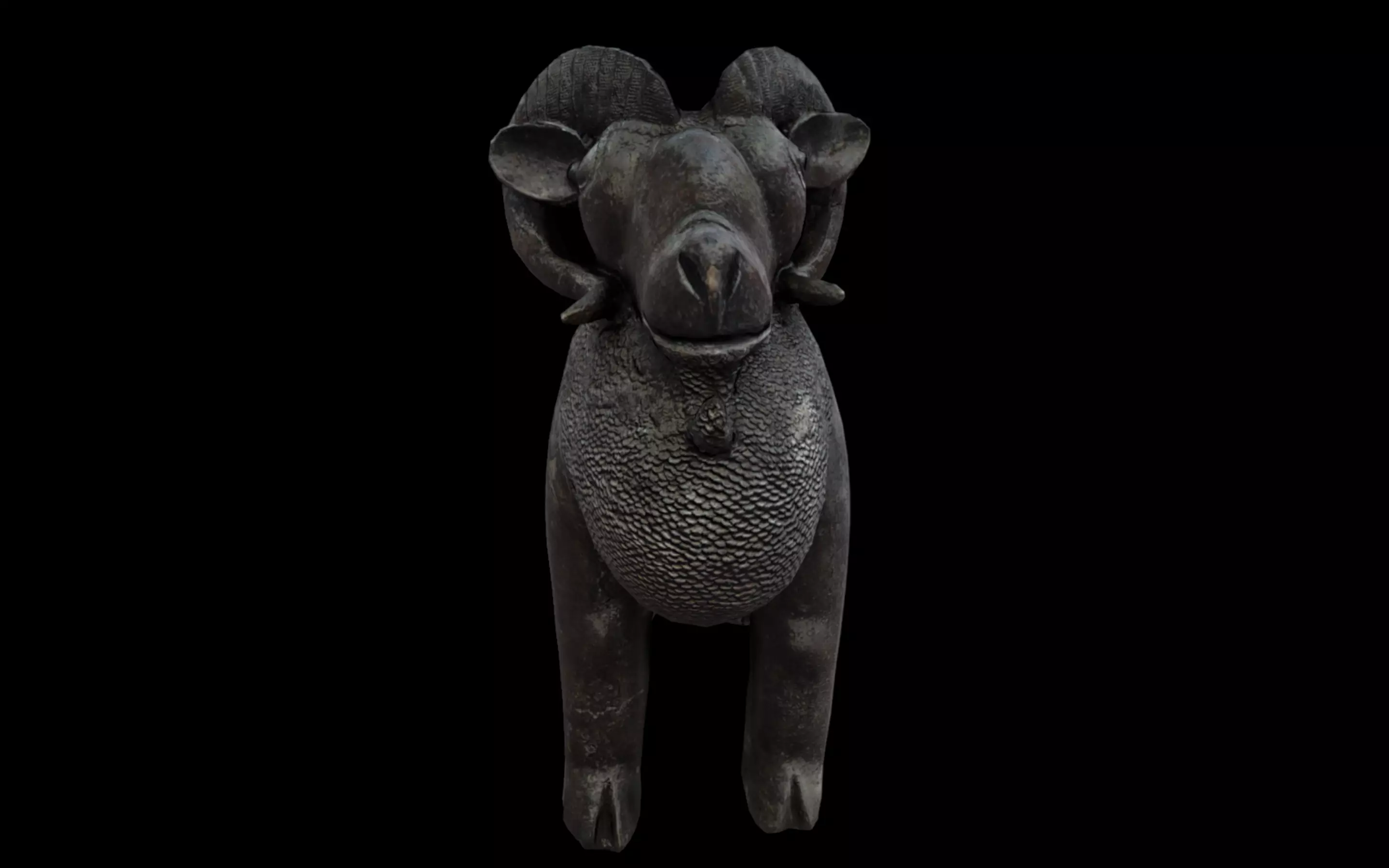 Benin Bronze Ram Aquamanile Low-poly 3D model_2