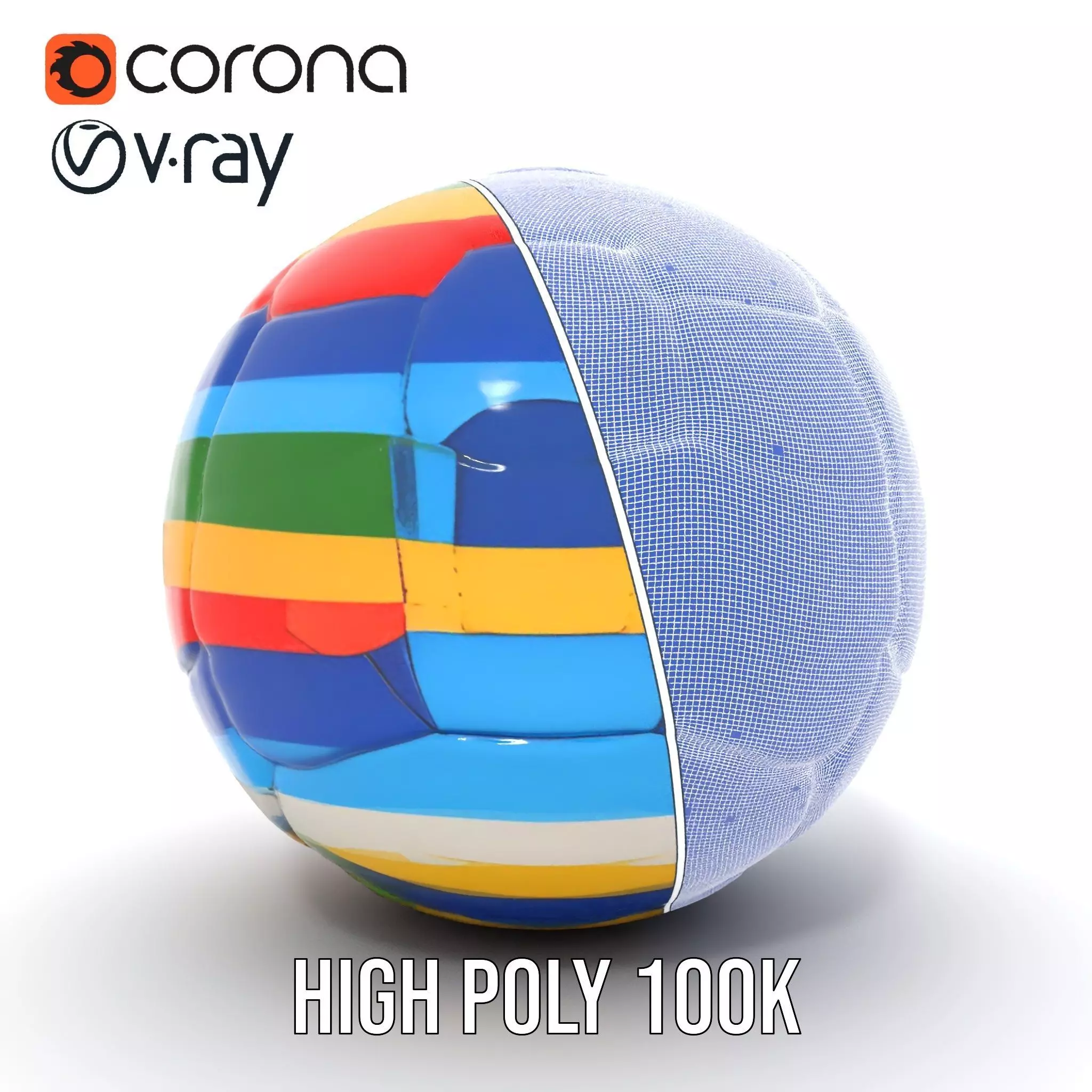 Rainbow Soccer Ball model pack Low-poly 3D model_35