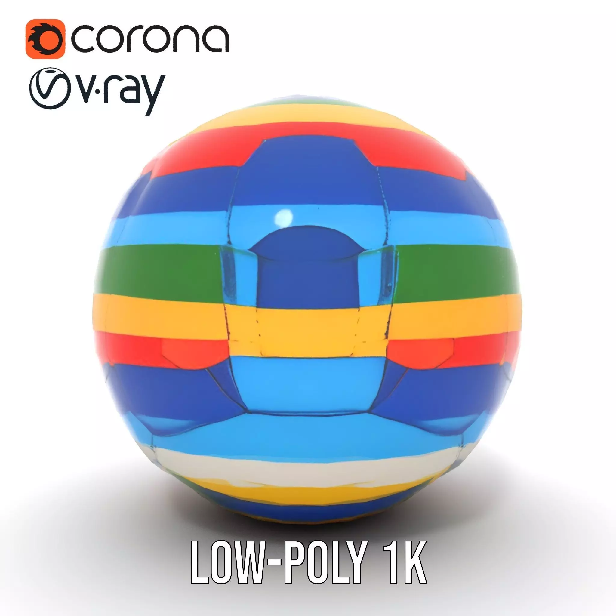 Rainbow Soccer Ball model pack Low-poly 3D model_29