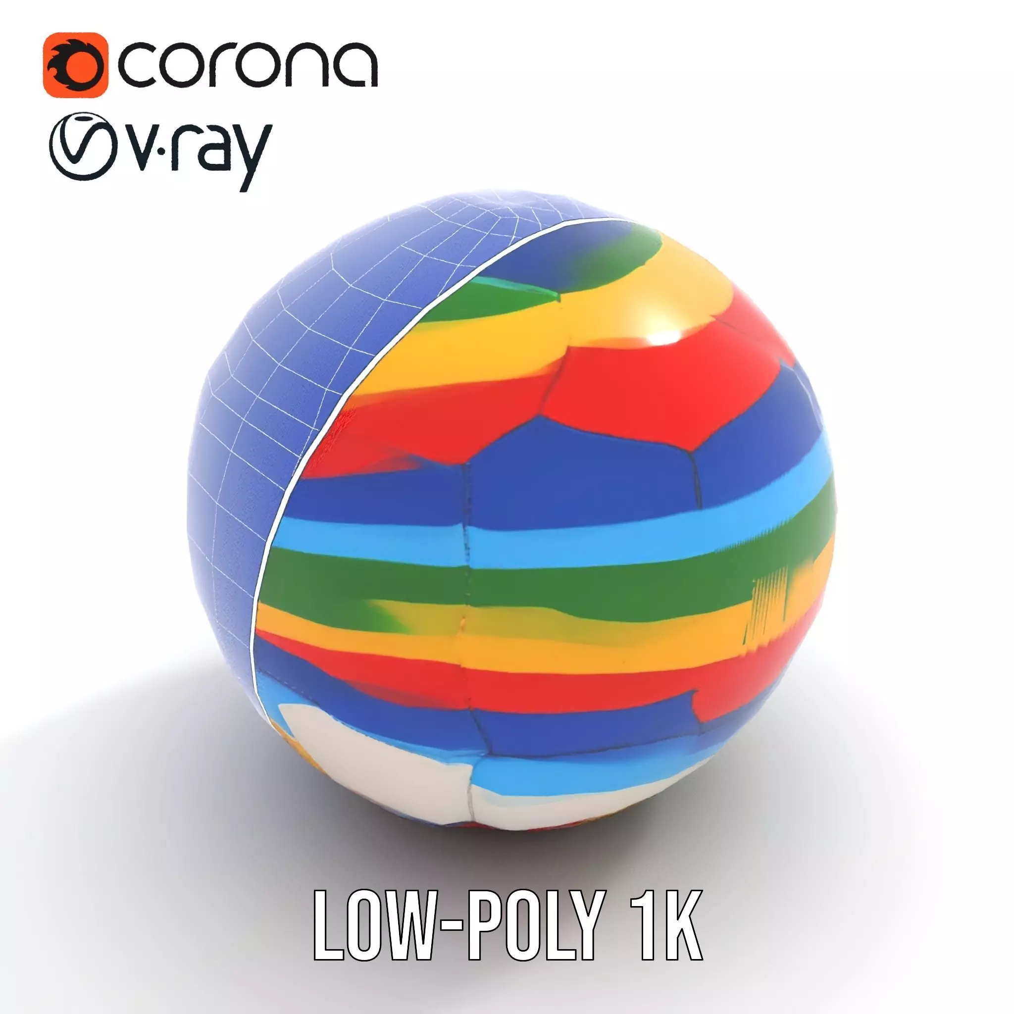 Rainbow Soccer Ball model pack Low-poly 3D model_26
