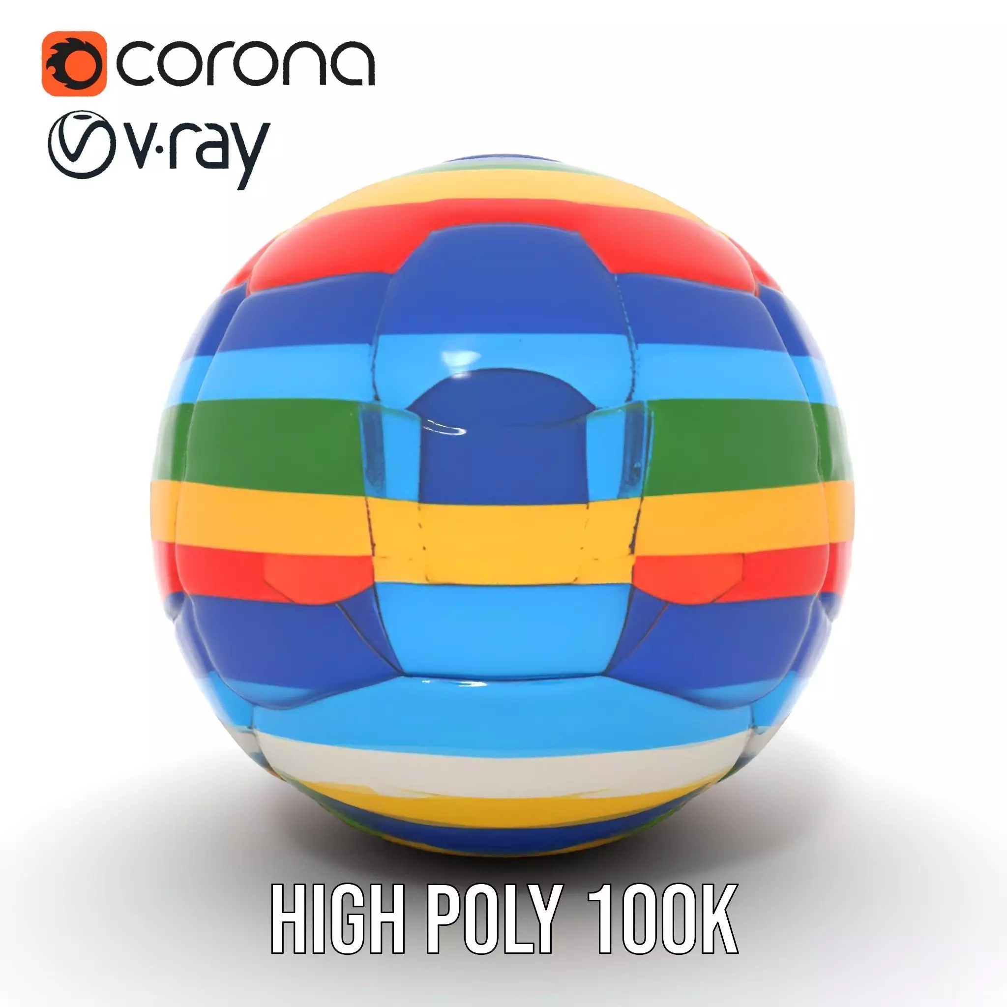 Rainbow Soccer Ball model pack Low-poly 3D model_27