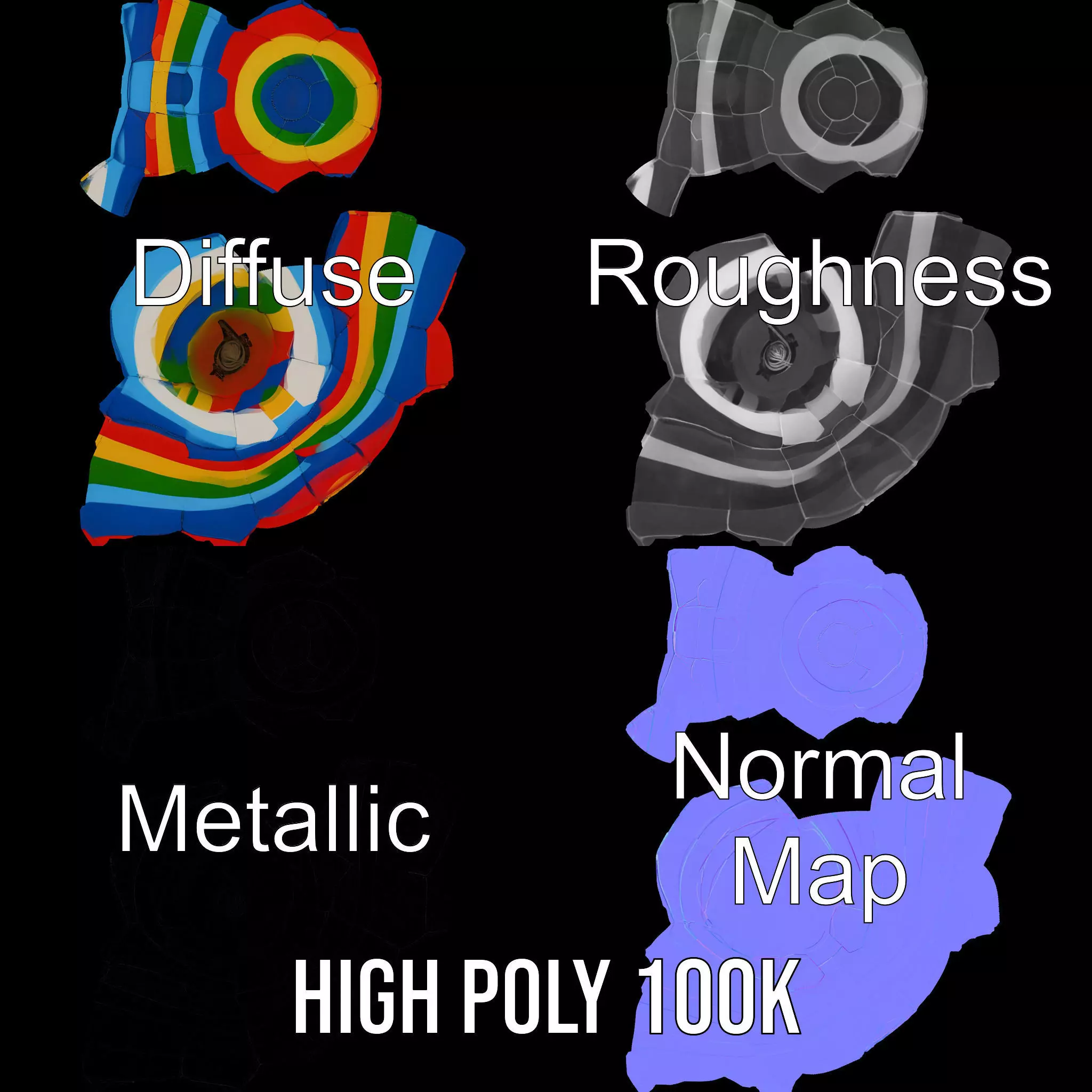 Rainbow Soccer Ball model pack Low-poly 3D model_4