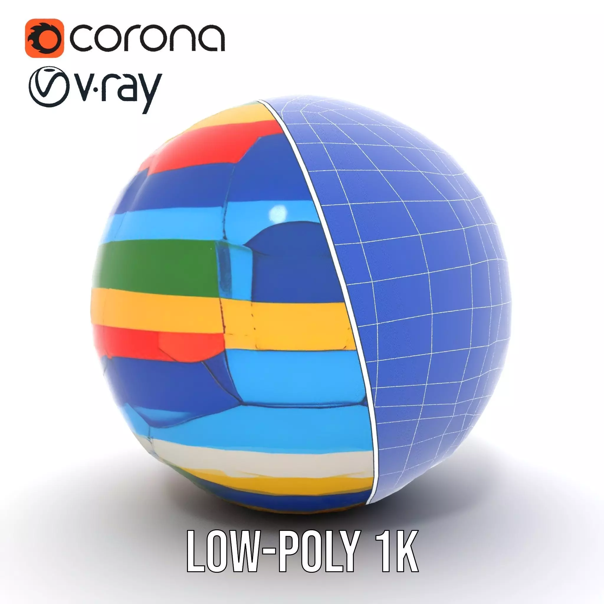 Rainbow Soccer Ball model pack Low-poly 3D model_13