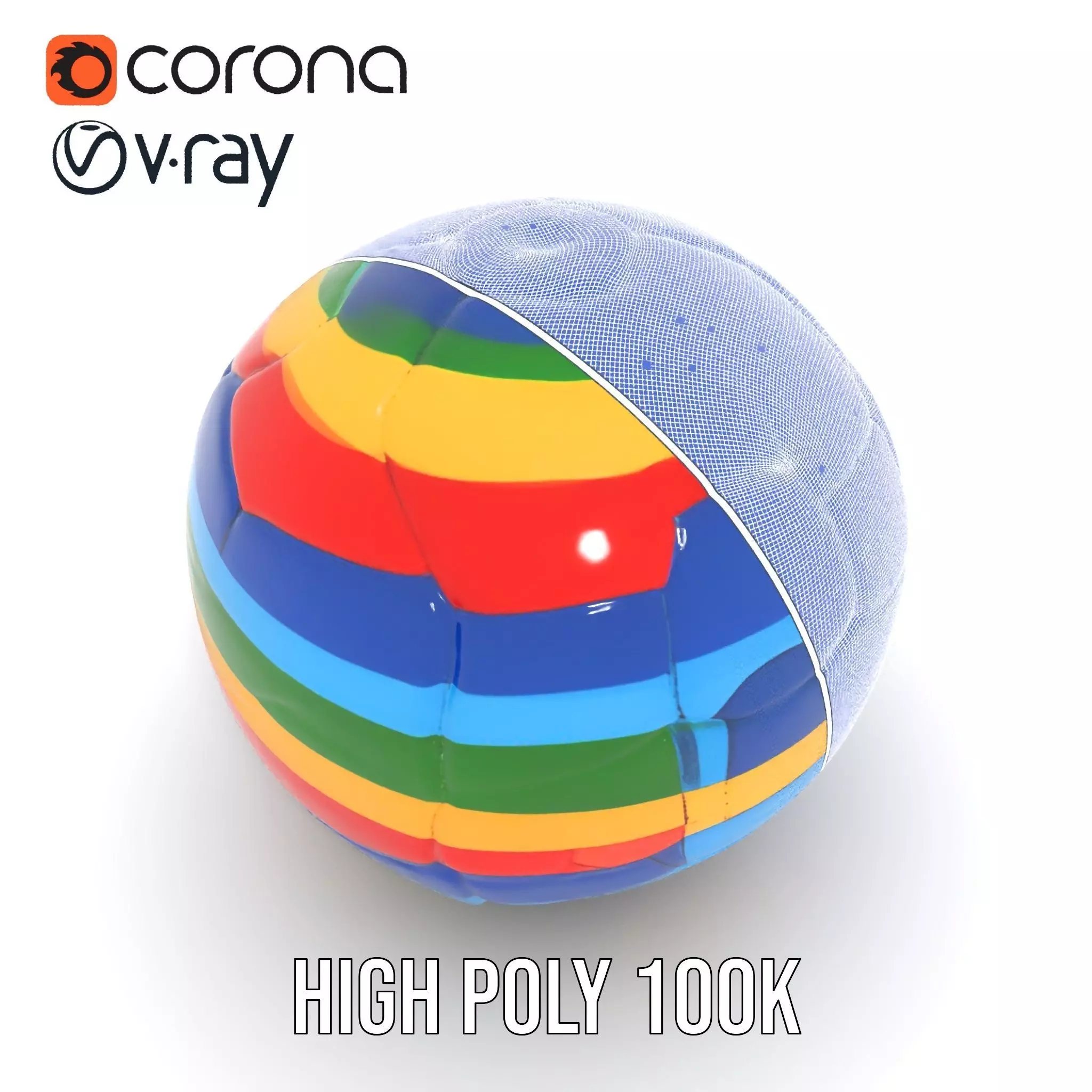 Rainbow Soccer Ball model pack Low-poly 3D model_34