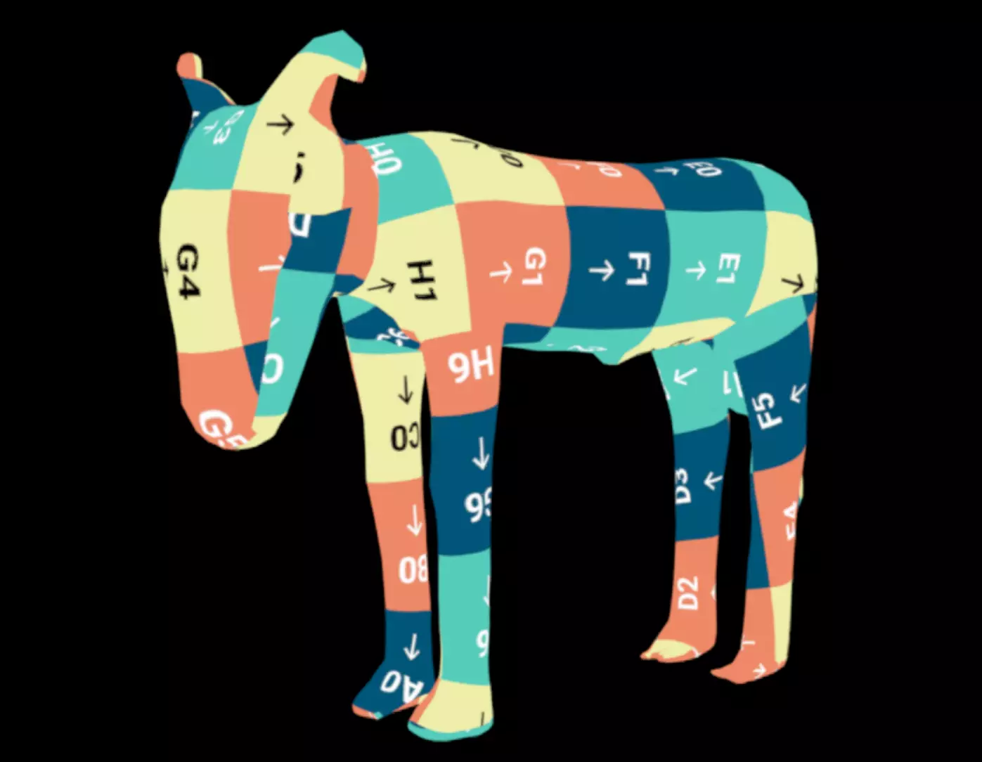 Benin Bronze figure of an animal Low-poly 3D model_11