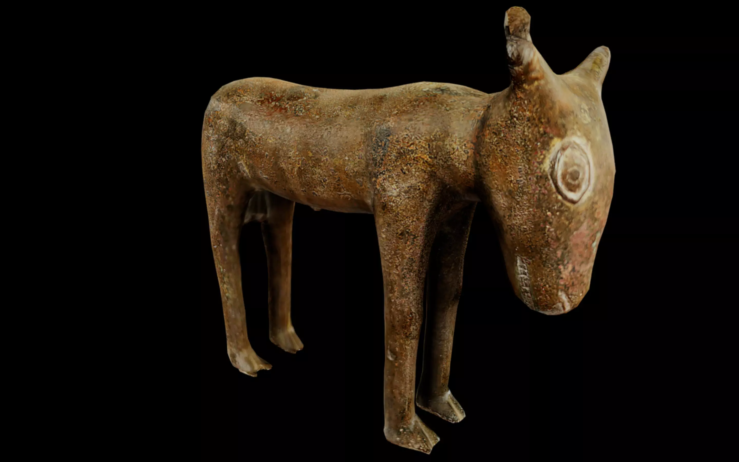 Benin Bronze figure of an animal Low-poly 3D model_0