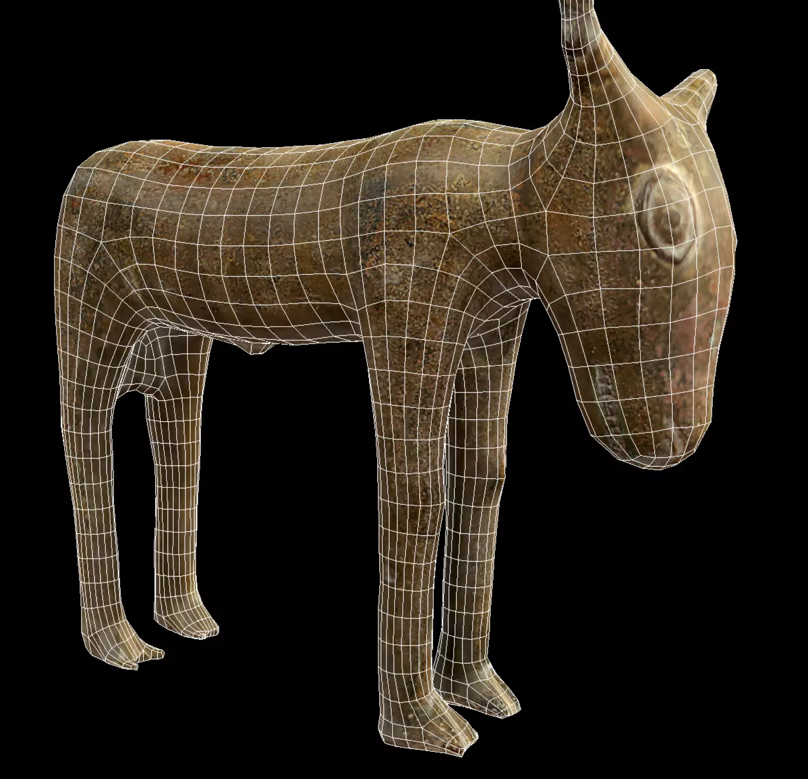 Benin Bronze figure of an animal Low-poly 3D model_5