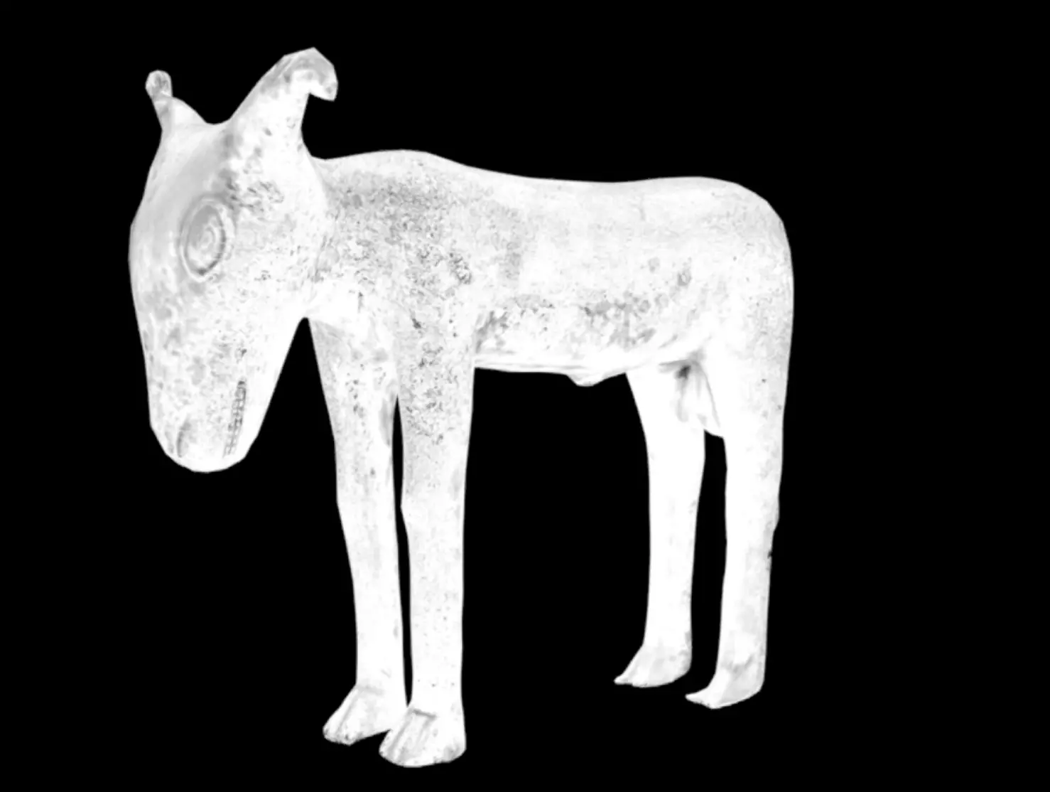 Benin Bronze figure of an animal Low-poly 3D model_7