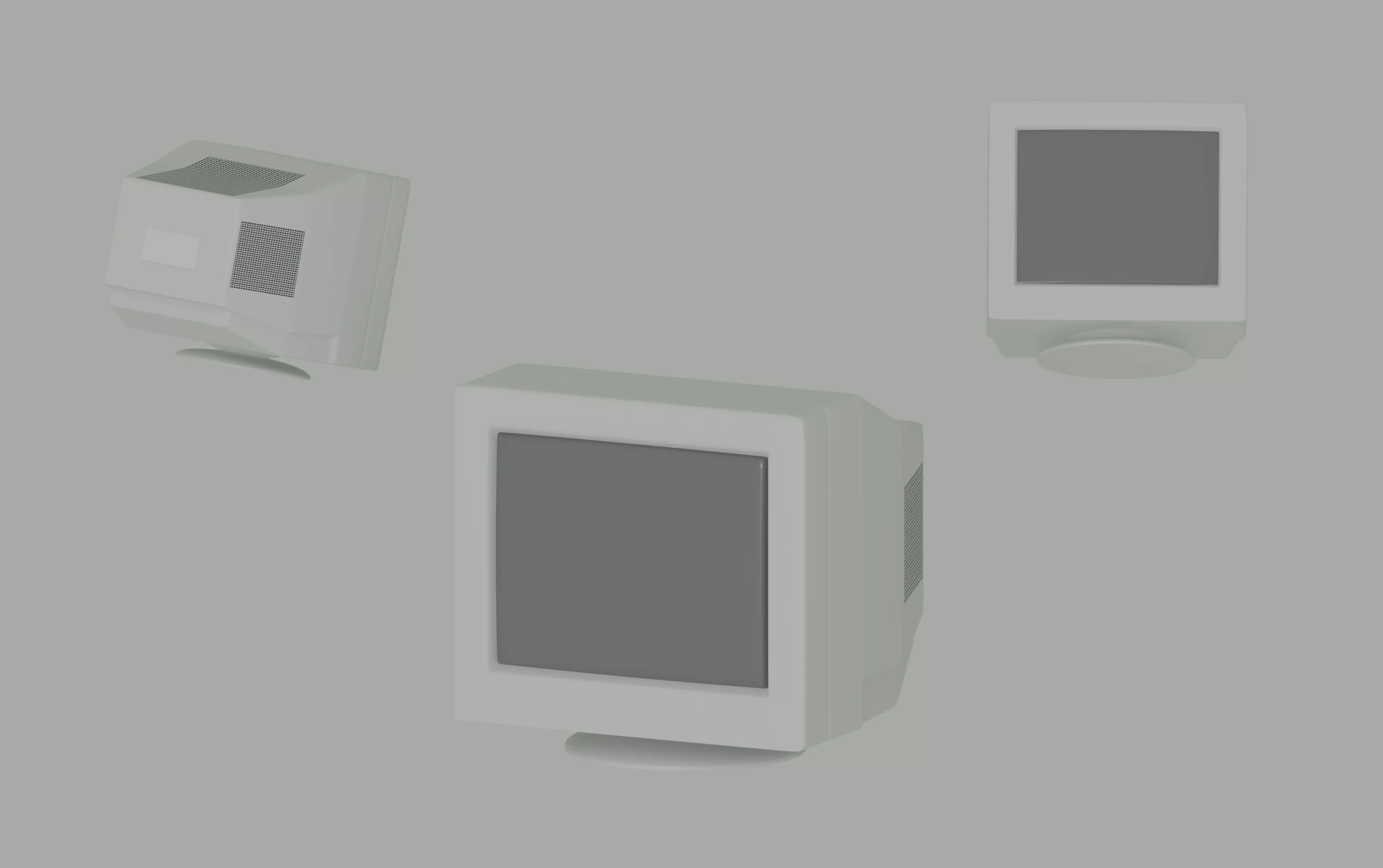 Old Computer Monitor Low-poly 3D model_0
