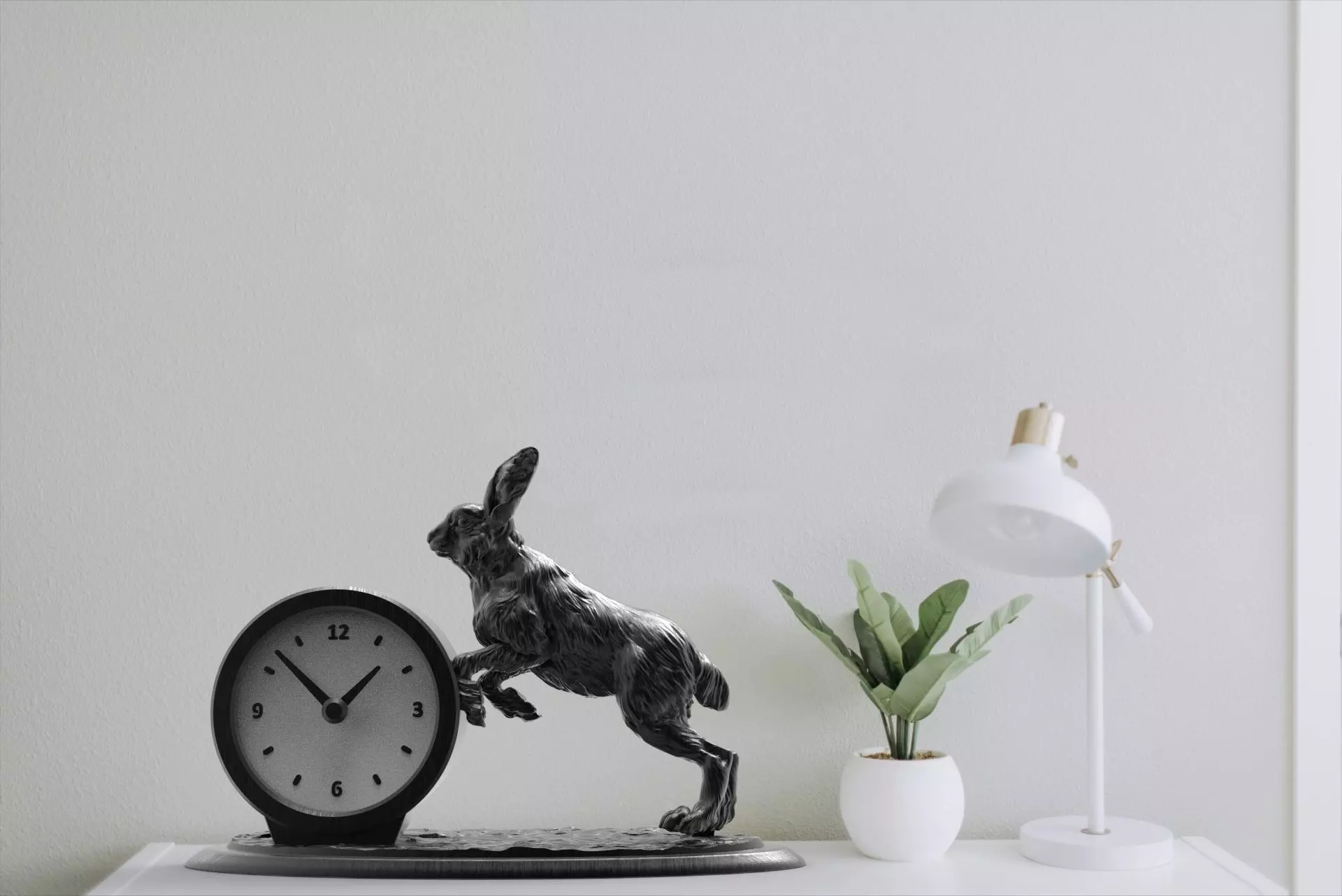 Rabbit desk clock 3D print model_2