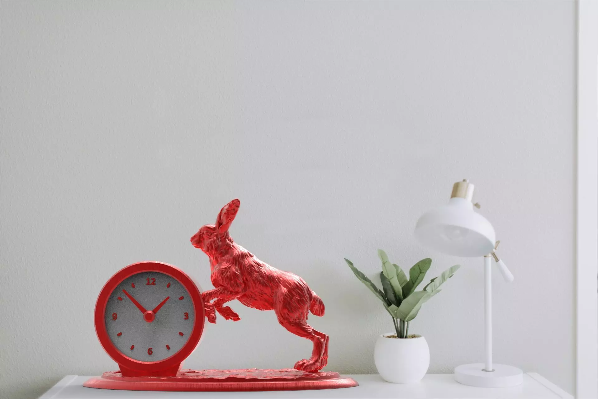 Rabbit desk clock 3D print model_3