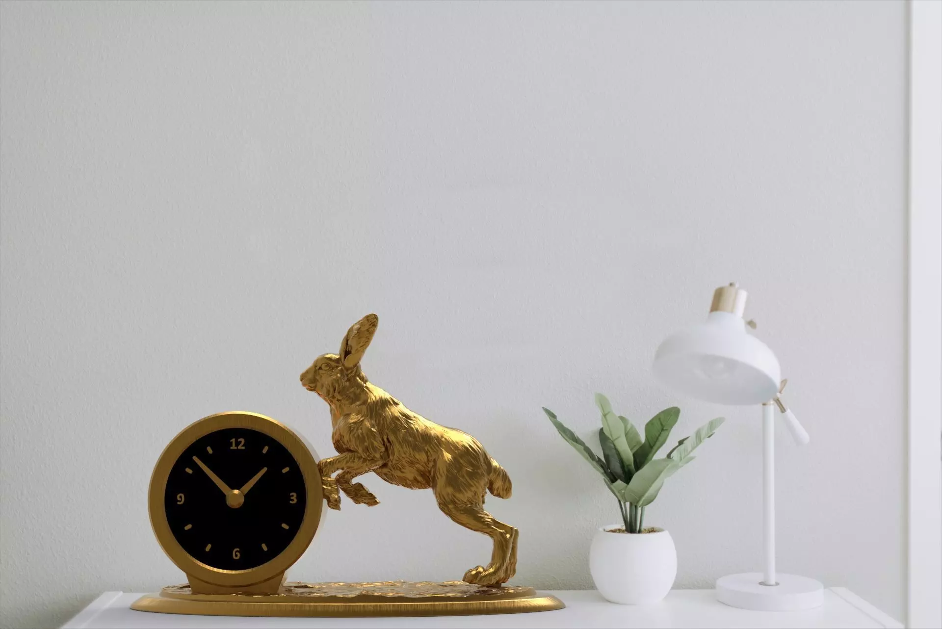 Rabbit desk clock 3D print model_0