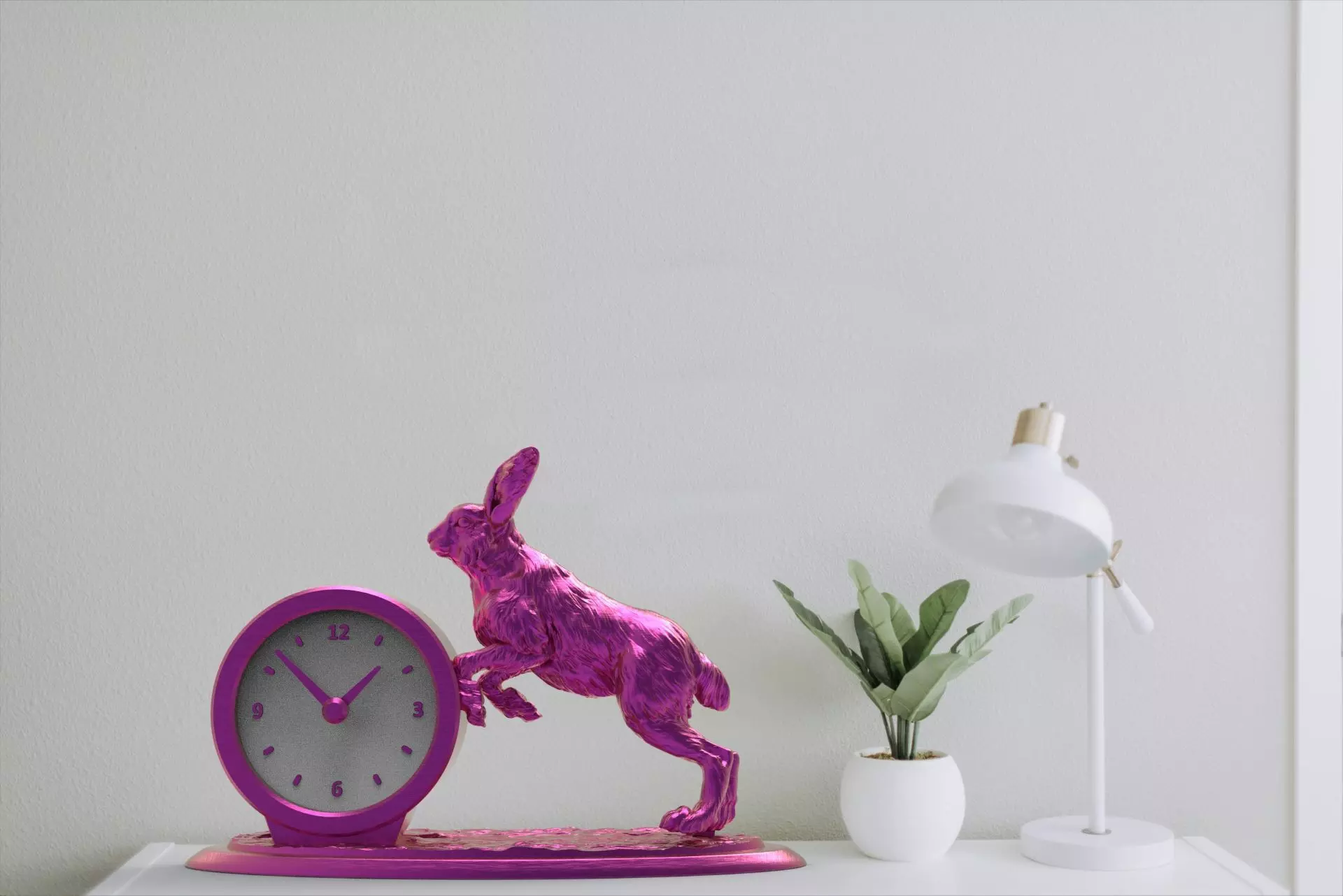 Rabbit desk clock 3D print model_1