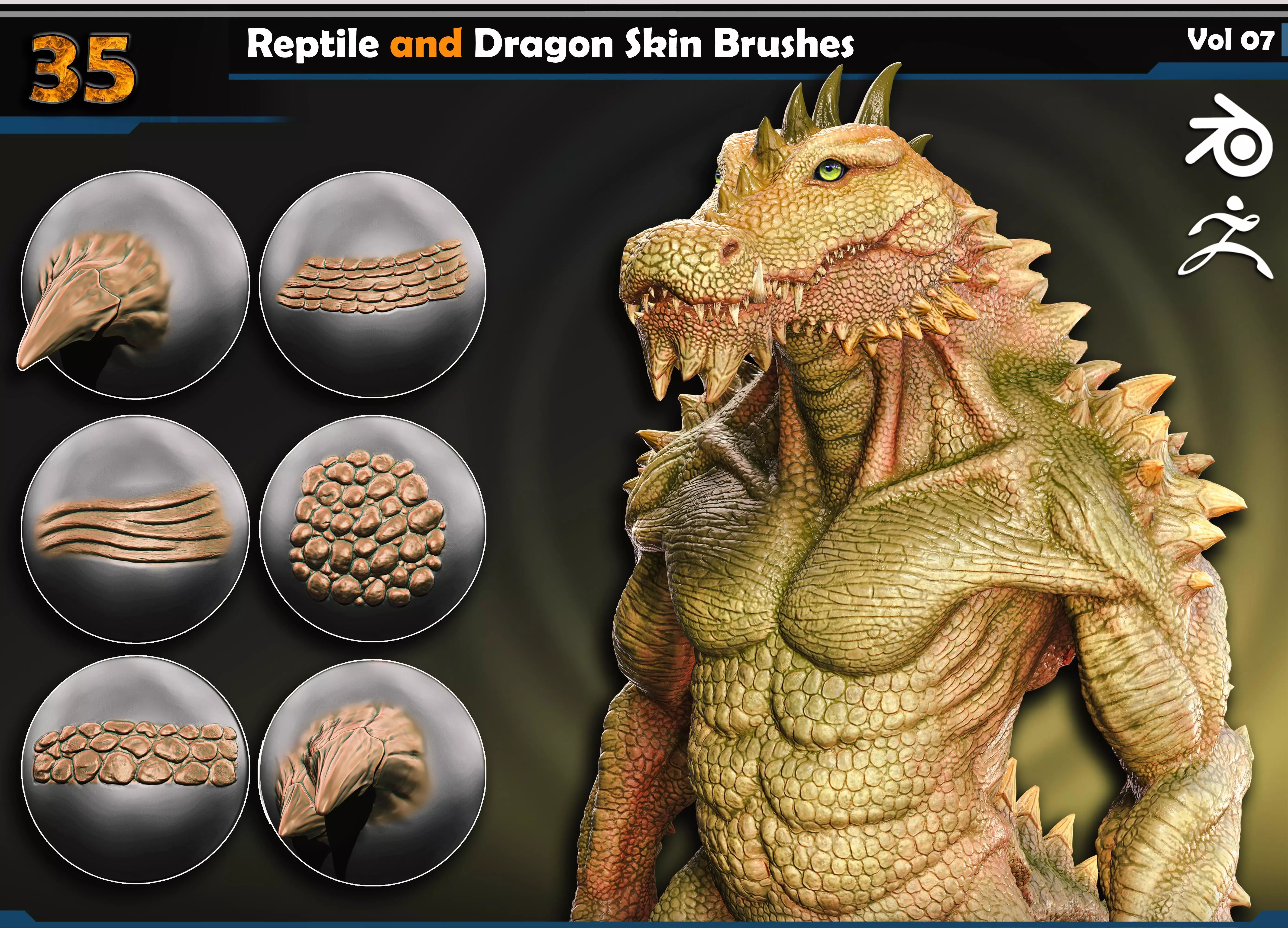 Reptile and Dragon Skin Brushes Vol 07 3D model