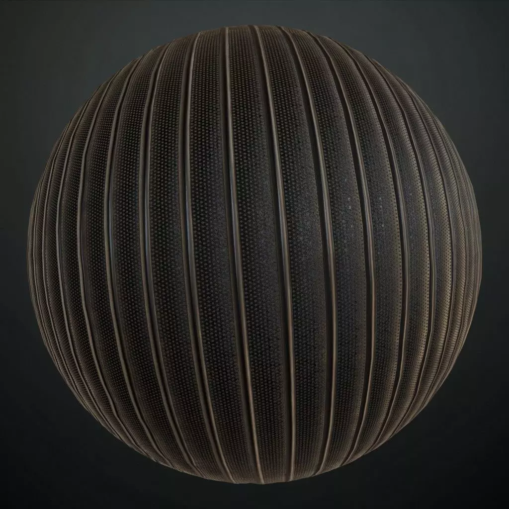 Dark Vertical Ribbed Metal Mesh PBR SEAMLESS Texture_0
