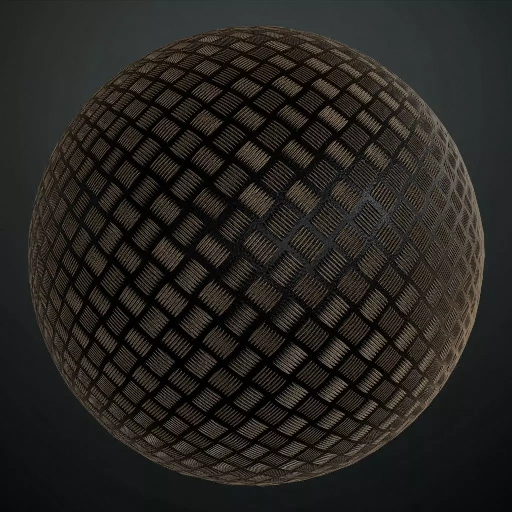 Dark Industrial Diamond Tread Plate PBR SEAMLESS Texture_0