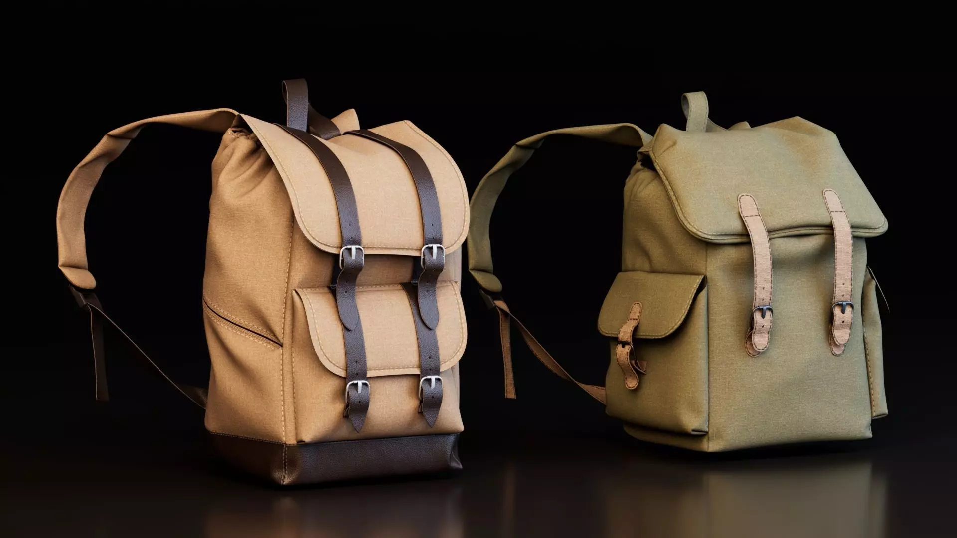 Canvas Backpack 3D model_1