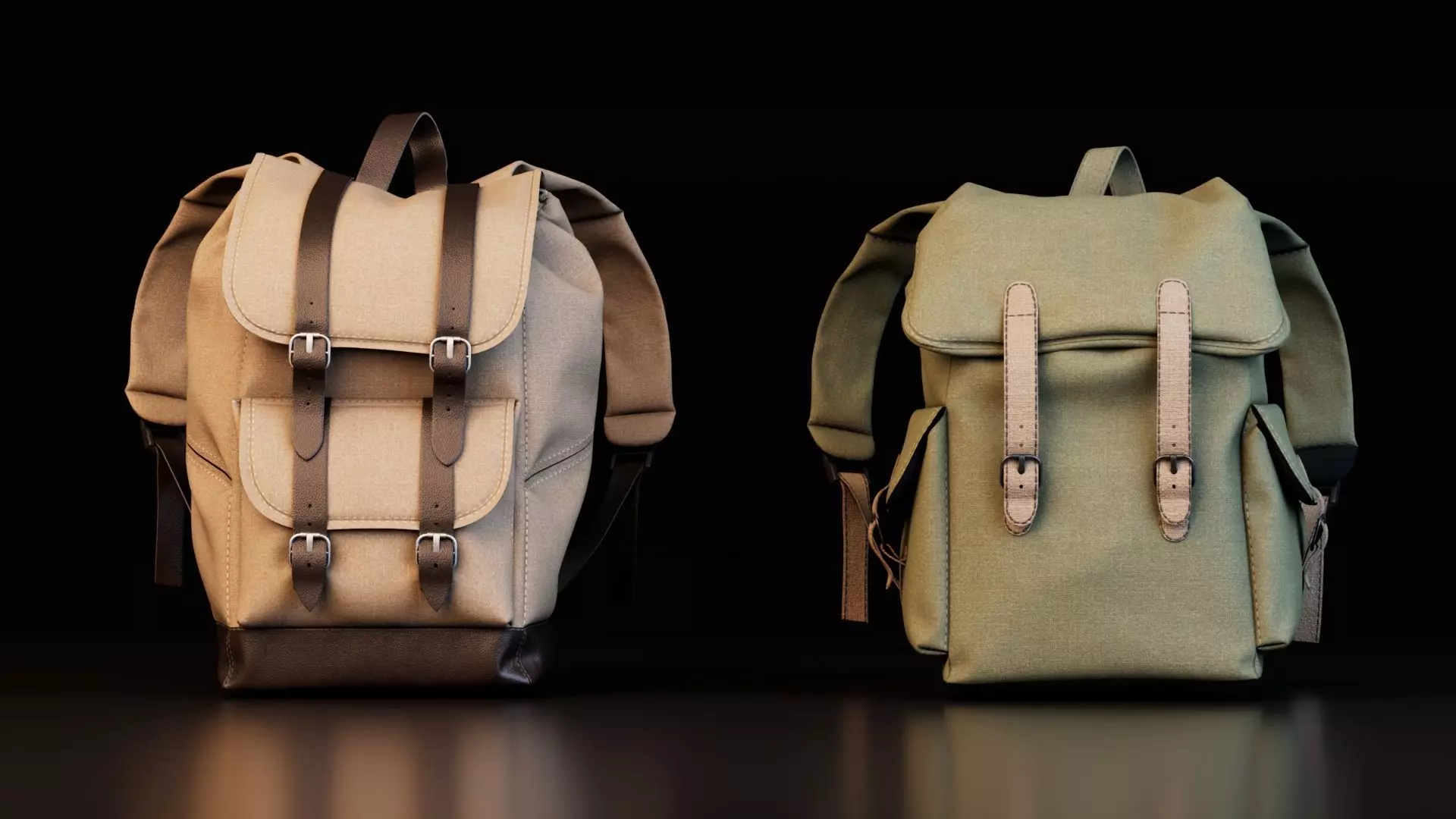 Canvas Backpack 3D model_2