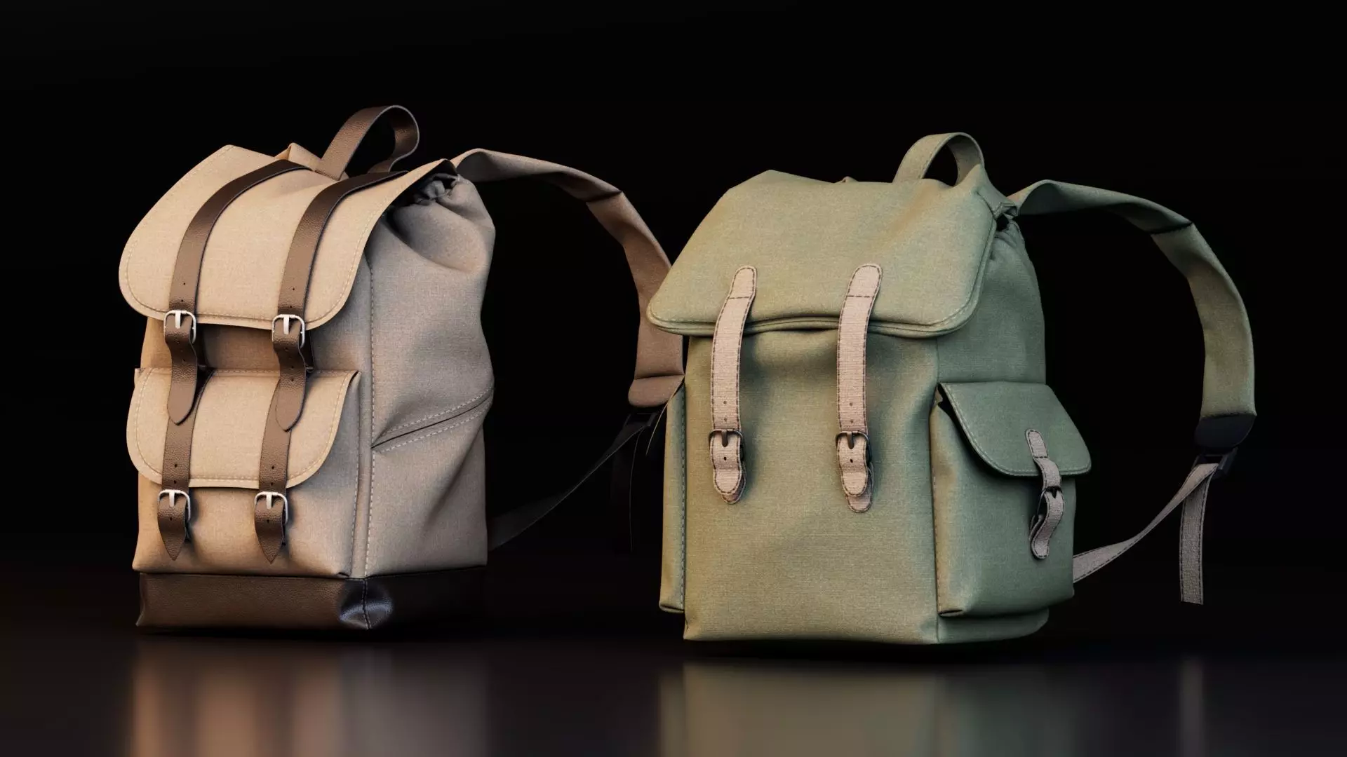 Canvas Backpack 3D model_0