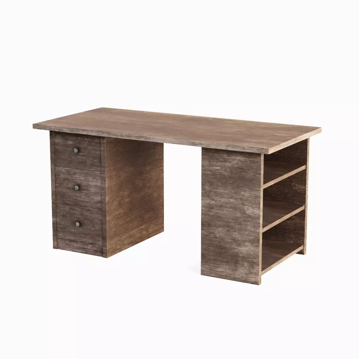 Wooden Desk 03 Low-poly 3D model_1