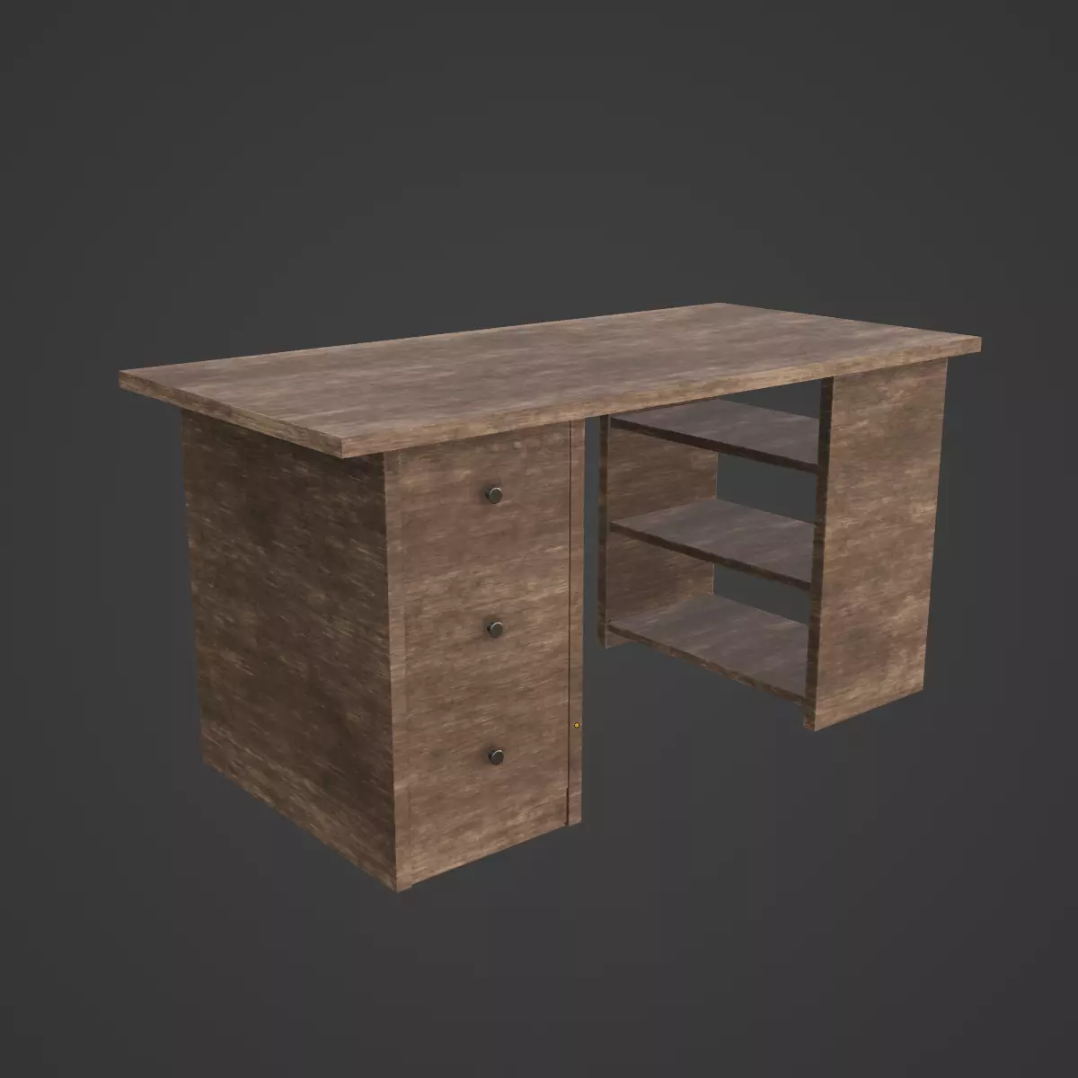 Wooden Desk 03 Low-poly 3D model_6